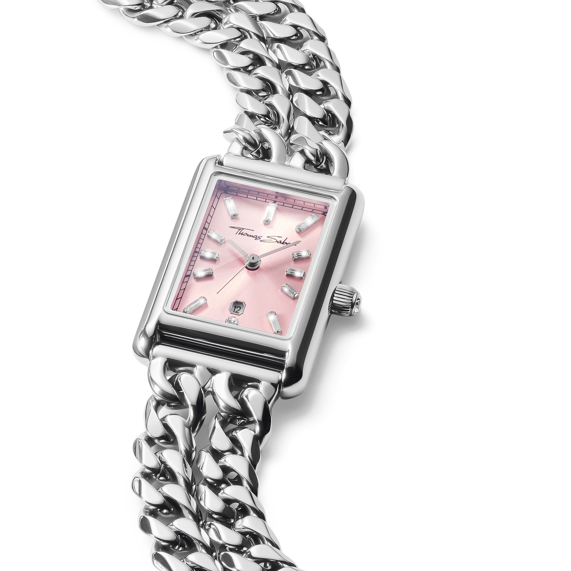 THOMAS SABO Quarzuhr »Bold Elegance« Armbanduhr, Damenuhr, Edelstahlarmband, analog, Tag, Zirkonia (synth.)