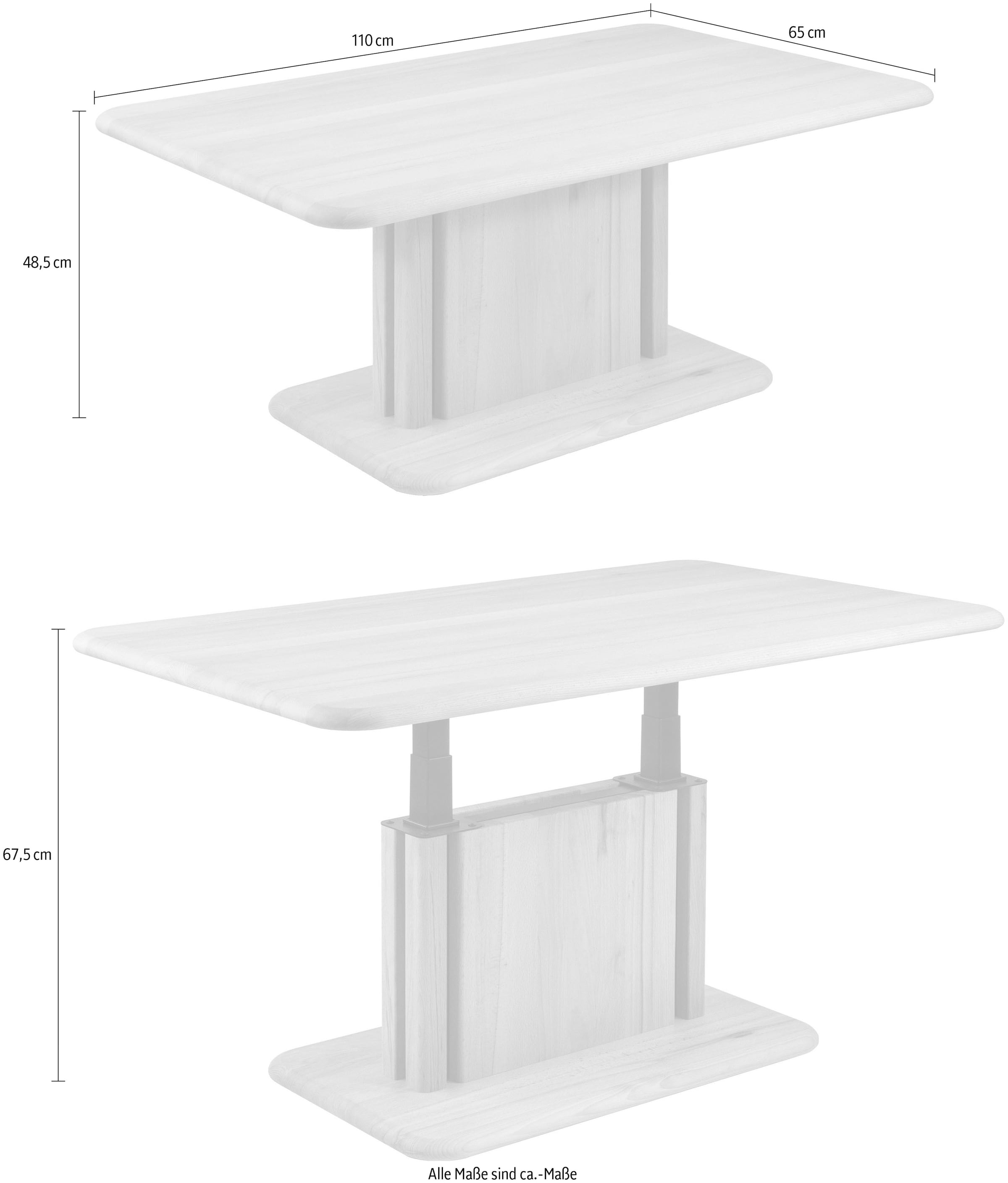 höhenverstellbar Massiv, online Vierhaus kaufen Couchtisch, Platte kernbuche geölt