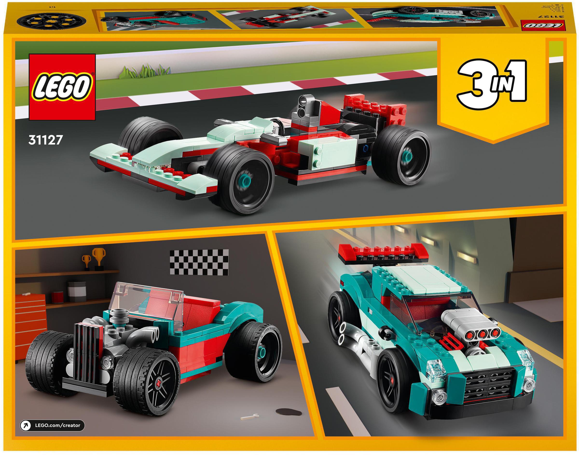 LEGO® Konstruktionsspielsteine »Straßenflitzer (31127), LEGO® Creator 3in1«, (258 St.), Made in Europe