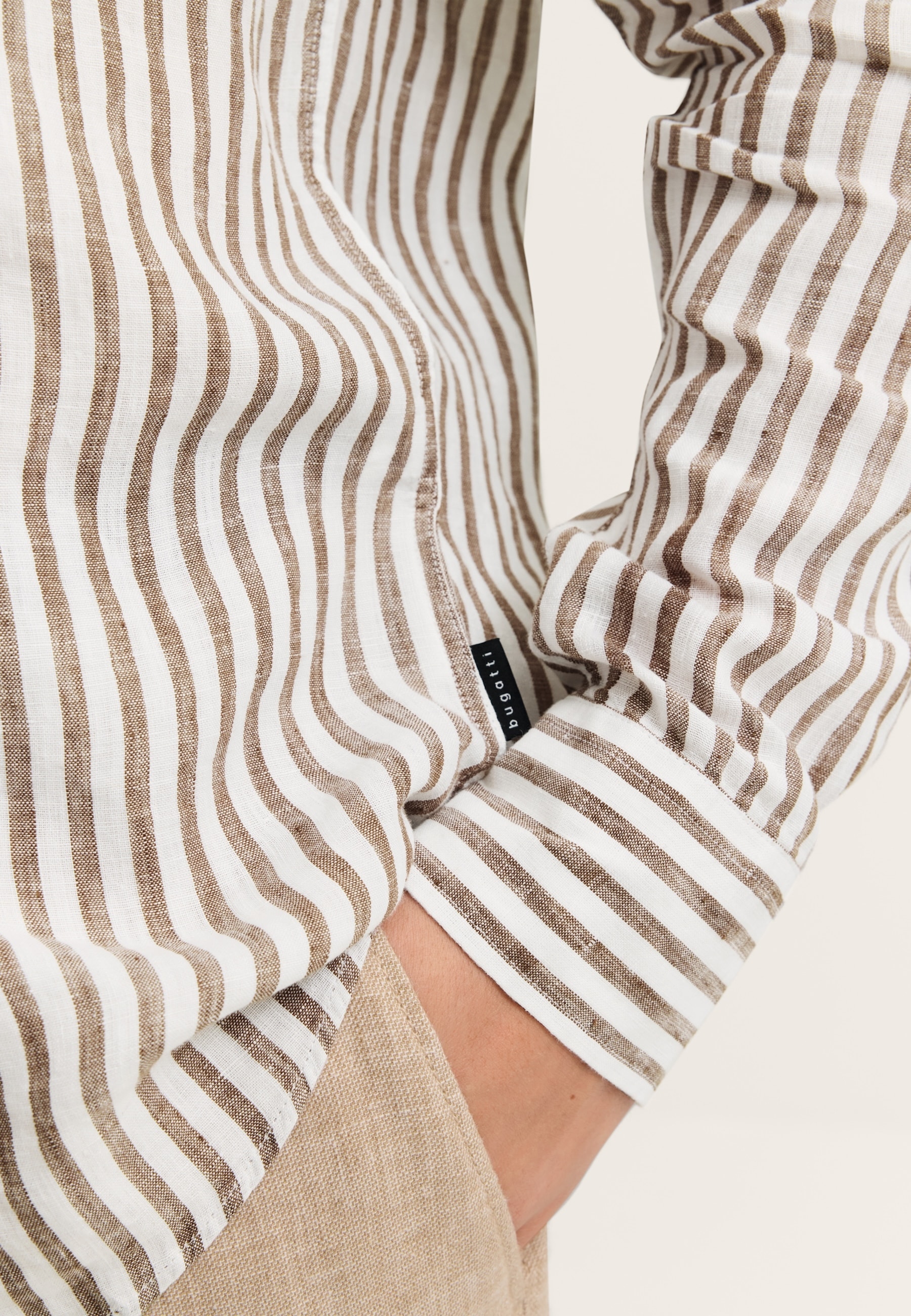 bugatti Leinenhemd »Modern Fit« gestreift mit Kentkragen