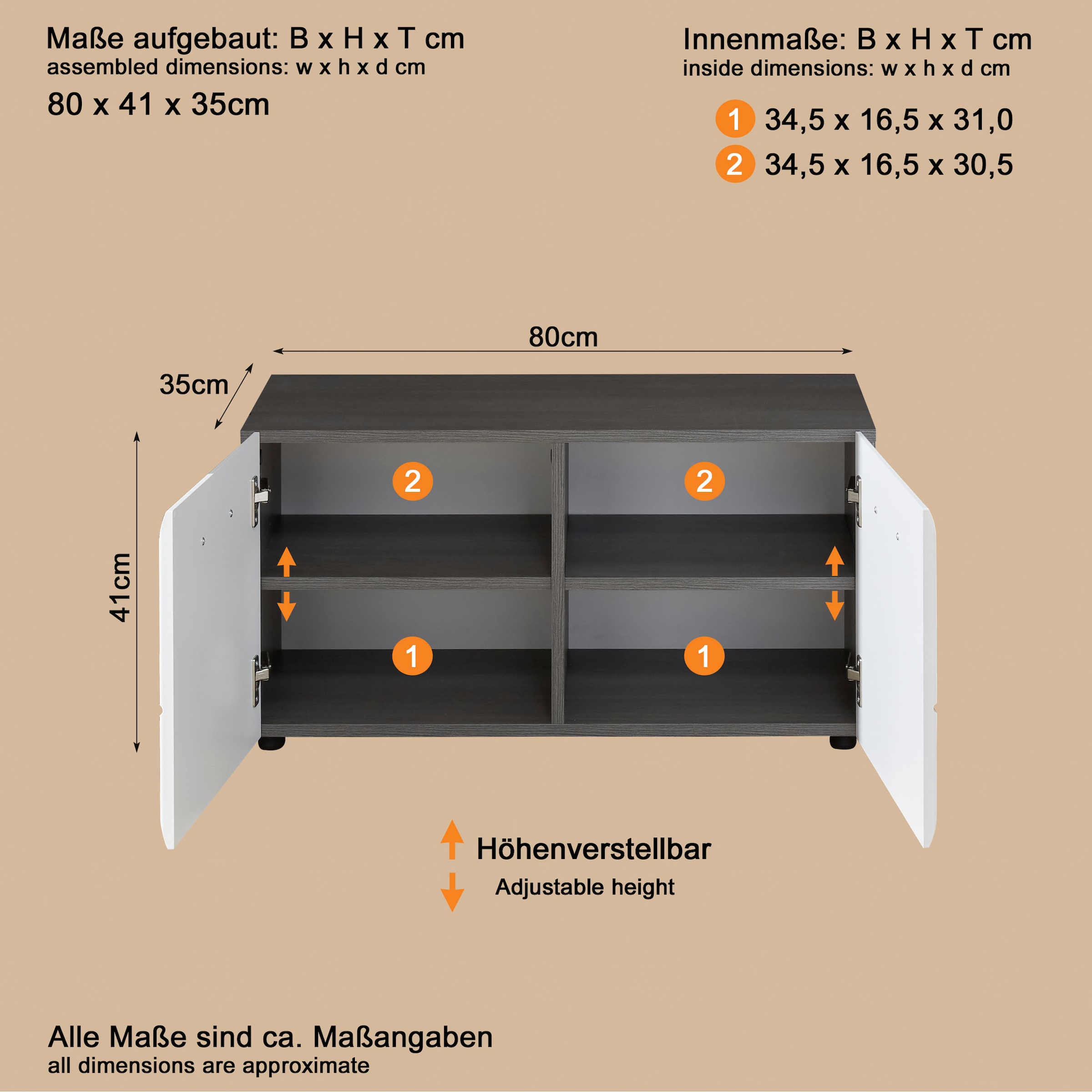 INOSIGN Sitzbank »Sovana« Sitzbank mit 2 Türen - (B/T/H) 80/35/41 cm