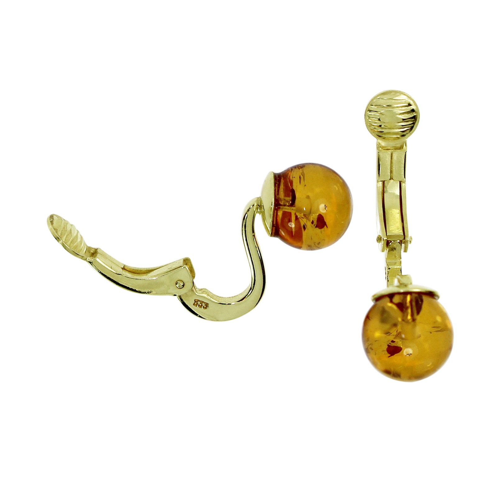 OSTSEE-SCHMUCK Paar Ohrclips »- Kugel 8 mm - Gold 333/000 - Bernstein«