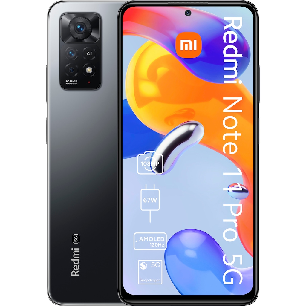 Xiaomi Smartphone »Redmi Note 11 Pro 5G«, Graphite Gray, 16,94 cm/6,67 Zoll, 128 GB Speicherplatz, 108 MP Kamera