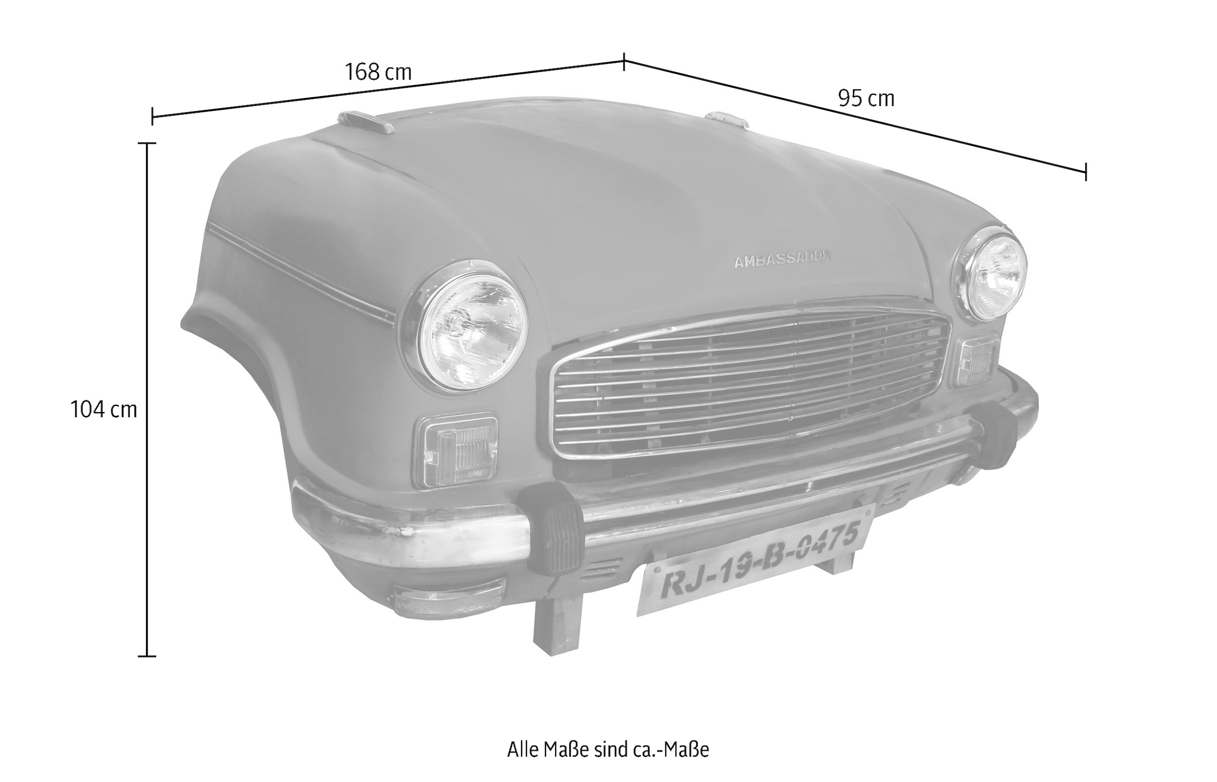 SIT Möbelblende, Recycelte Auto-Front, innen mit einem Edelstahl-Gasgrill