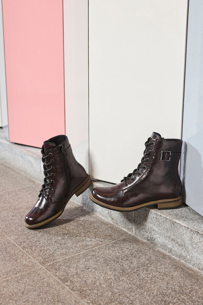 Rieker Schnürstiefelette  Schnürboots, Blockabsatz, mit Reißverschluss für leichtes Anziehen