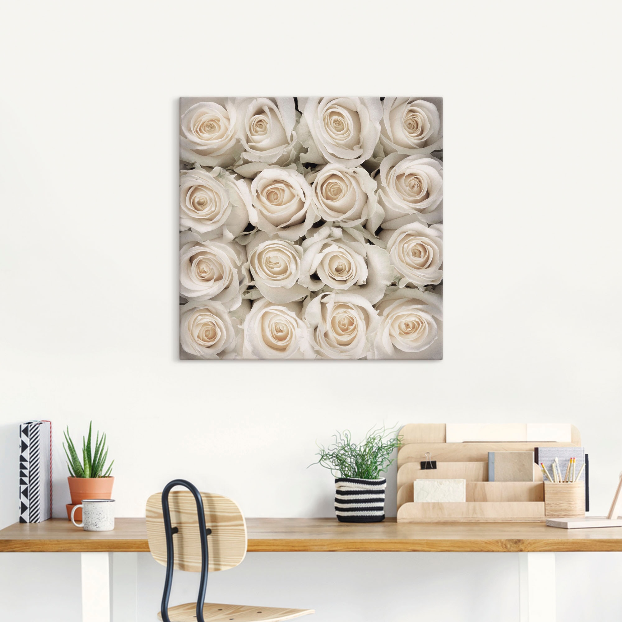 Artland Leinwandbild »Weiße Rosenkreation«, Blumen, (1 St.), auf Keilrahmen gespannt