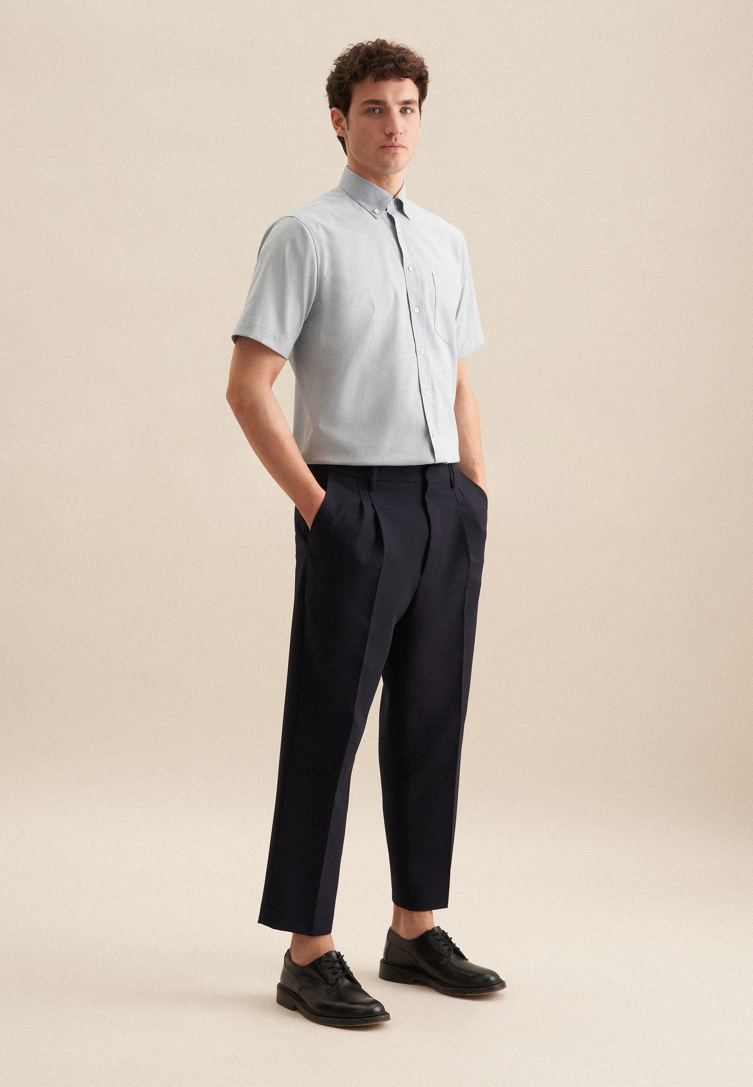 seidensticker Businesshemd »Comfort«, Comfort Kurzarm Button-Down-Kragen Struktur