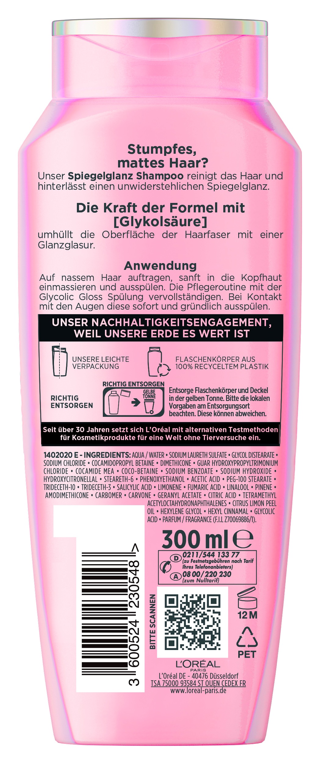 L'ORÉAL PARIS Haarshampoo »L'Oréal Paris Elvital Glycolic Gloss Shampoo 6er Packung«