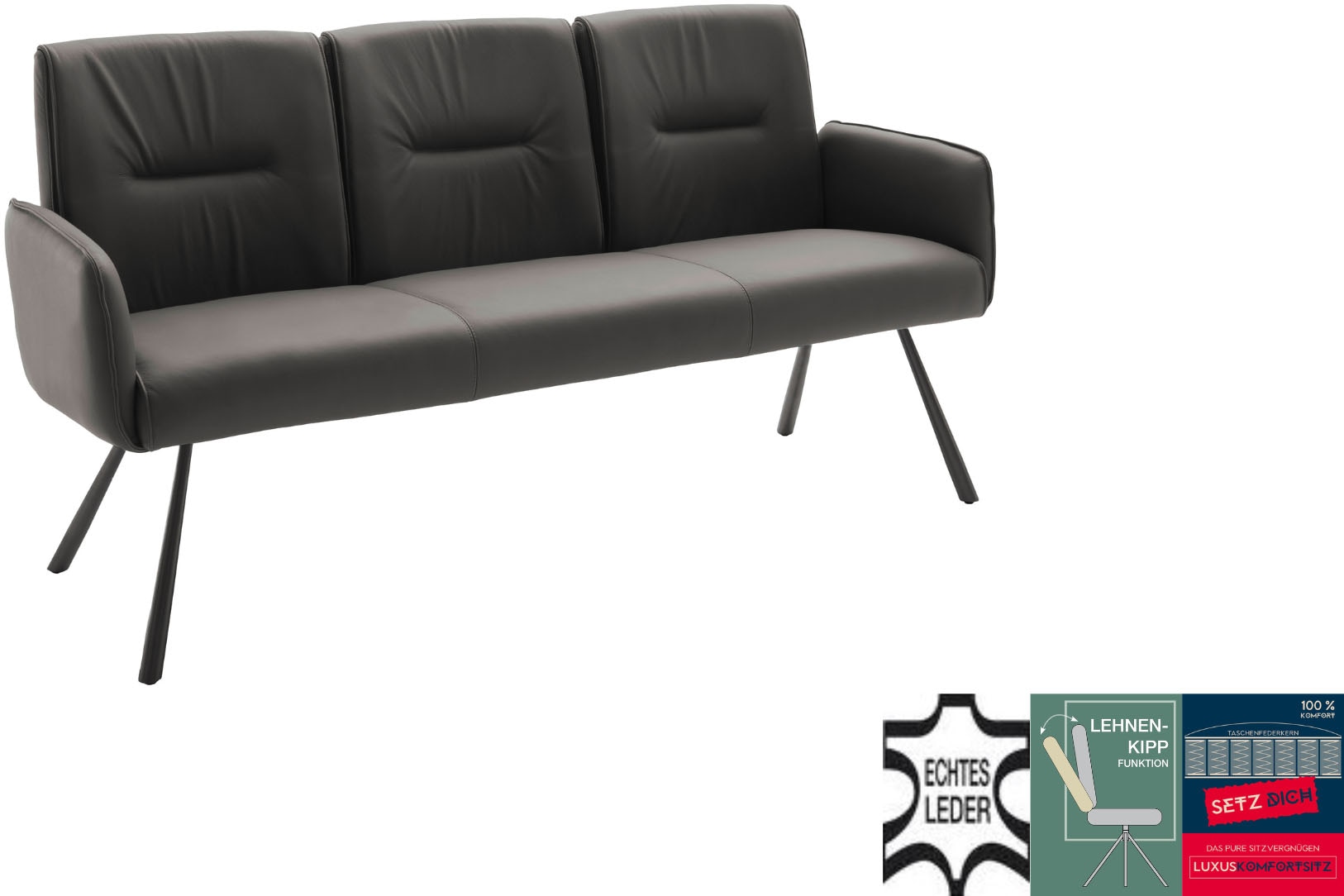 MCA furniture Sitzbank »Delane« 1 Stk. tlg. Taschenfederkern, Lehnenkippfunktion, Armlehnen, beweglicher Rücken