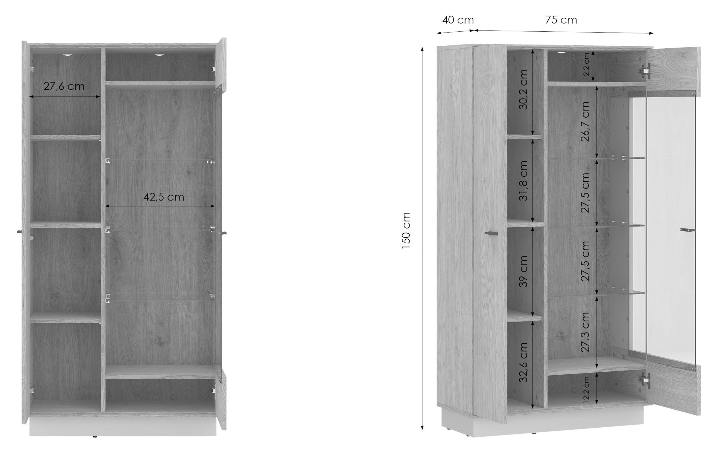 Home affaire Vitrine »LAGOON« moderne Vitrine, Breite ca.75 cm, Eckverglasung