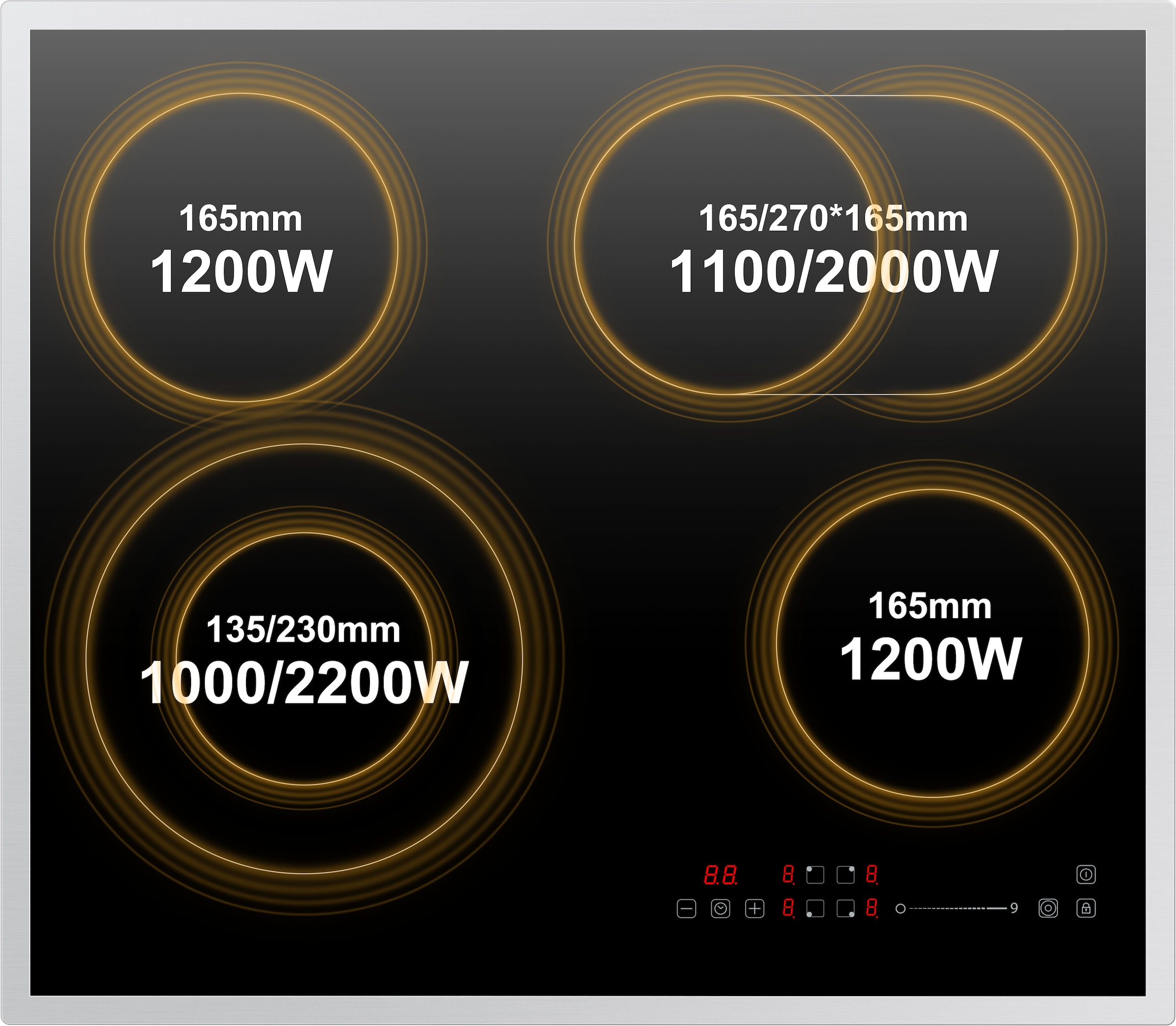 Hanseatic Elektro-Kochfeld »HC66072TS« Zweikreis und Bräterzone - für flexibles Kochen
