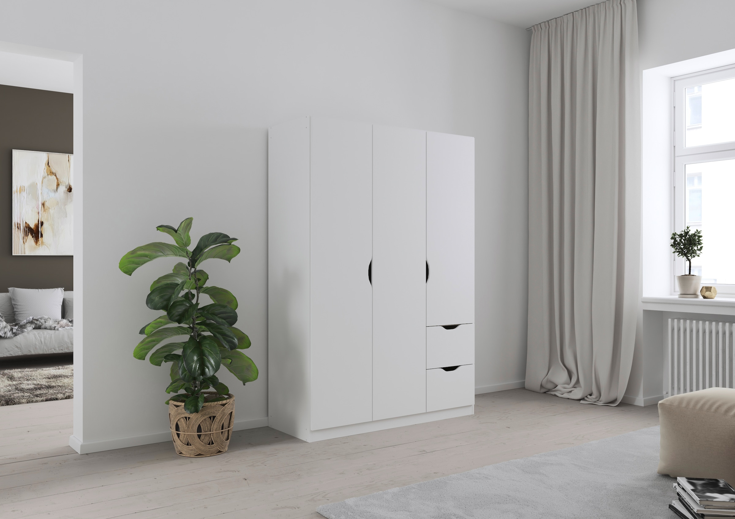 rauch Kleiderschrank »Freising geräumiger Schrank Garderobe Schlafzimmerschrank«, (in 2 Breiten erhältlich TOP ANGEBOT !), mit Griffmulden und Schubkästen TOP PRODUKT