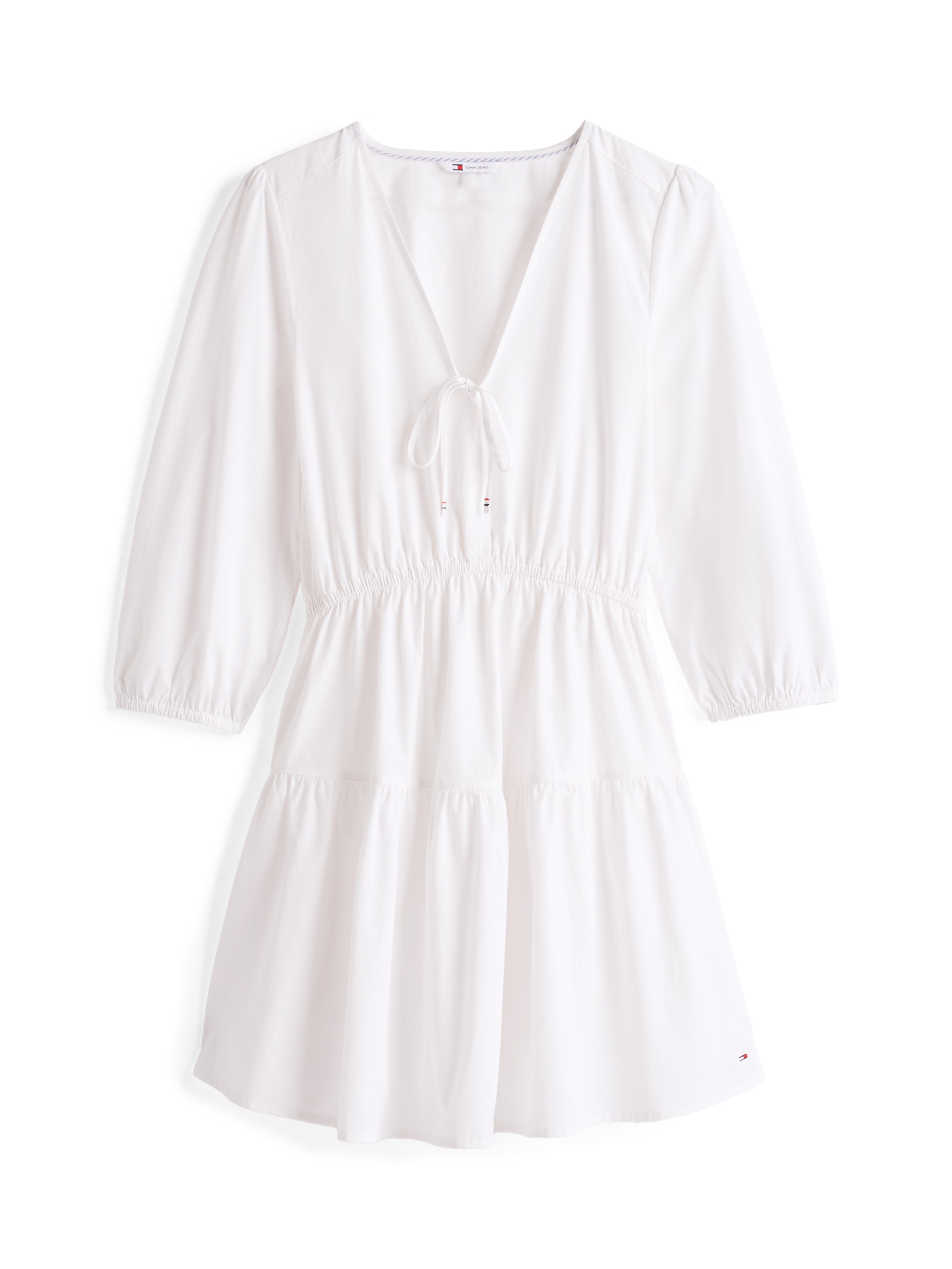 Tommy Jeans Blusenkleid »TJW POPLIN TIERED MINI DRESS EXT«, mit Bindeband
