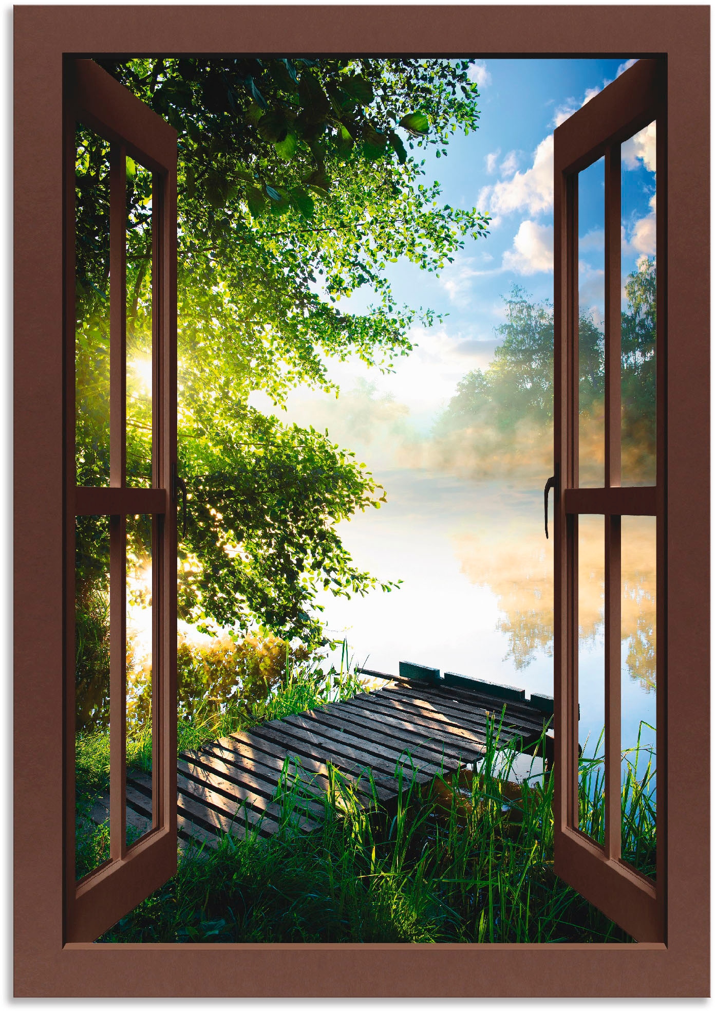 »Fensterblick OTTO Angelsteg Fluss«, Fensterblick, Poster Wandbild Leinwandbild, Größen am bei Artland online St.), (1 in oder Wandaufkleber versch. als Alubild,