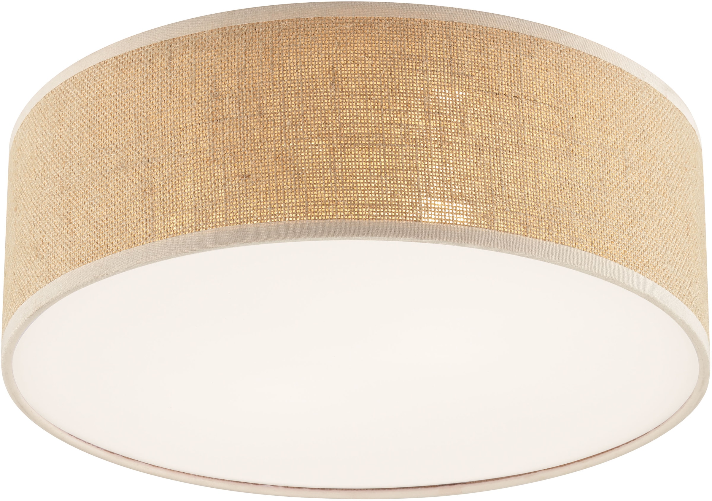 my home Deckenleuchte »Mindelstetten«, 2 flammig, Leuchtmittel E27 | ohne Leuchtmittel, mit Leinenstoffschirm, Höhe 14 cm, Ø 38 cm