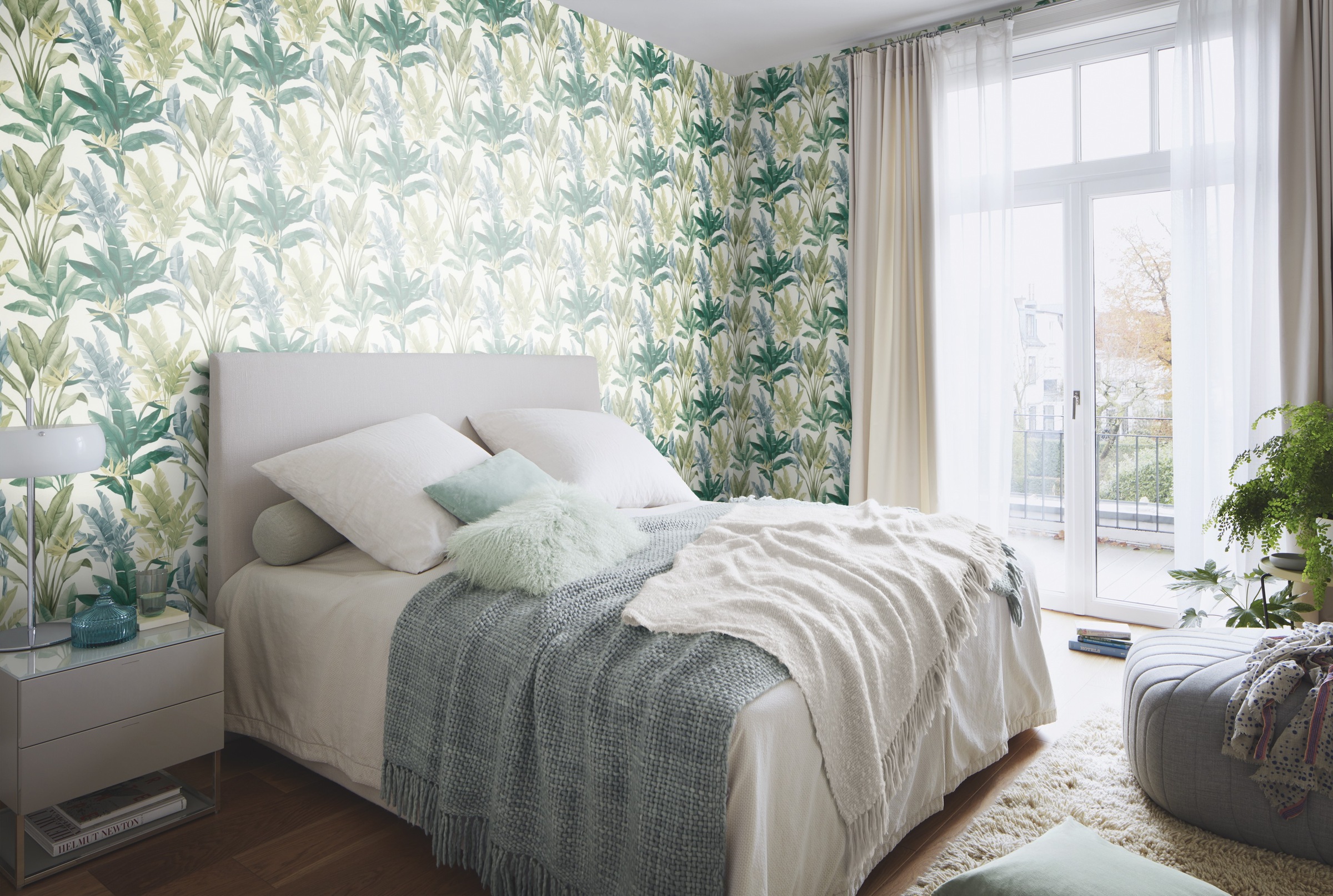 Rasch Papiertapete »Tapete mit grünen Palmenblättern« tropisch glatt Palmen