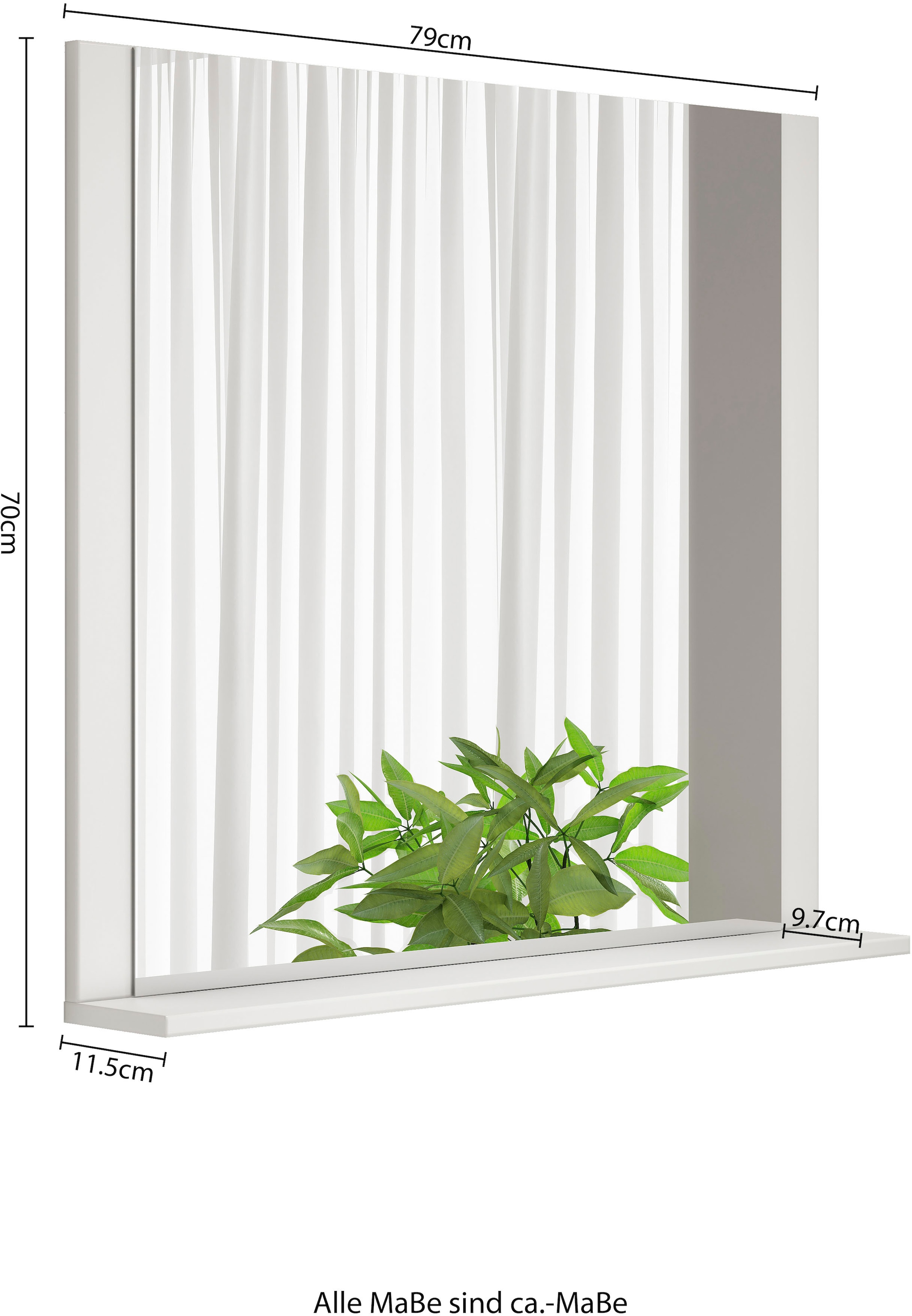 welltime Badspiegel »AMSTERDAM« in zwei Breiten 60cm, 80cm mit praktischer Ablagefläche