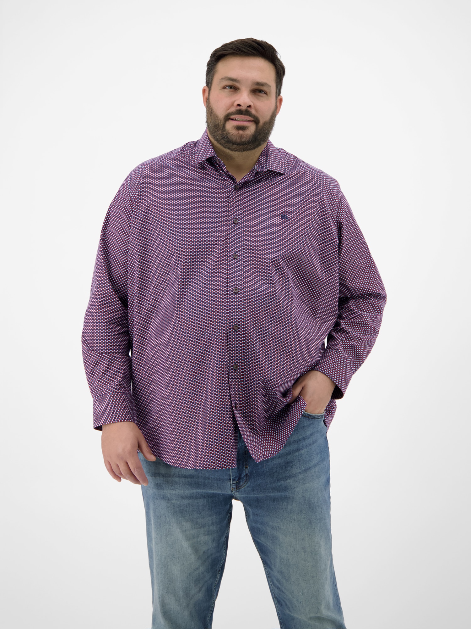 LERROS Langarmhemd »Langarmhemd in Übergrössen, dezent gemustert«