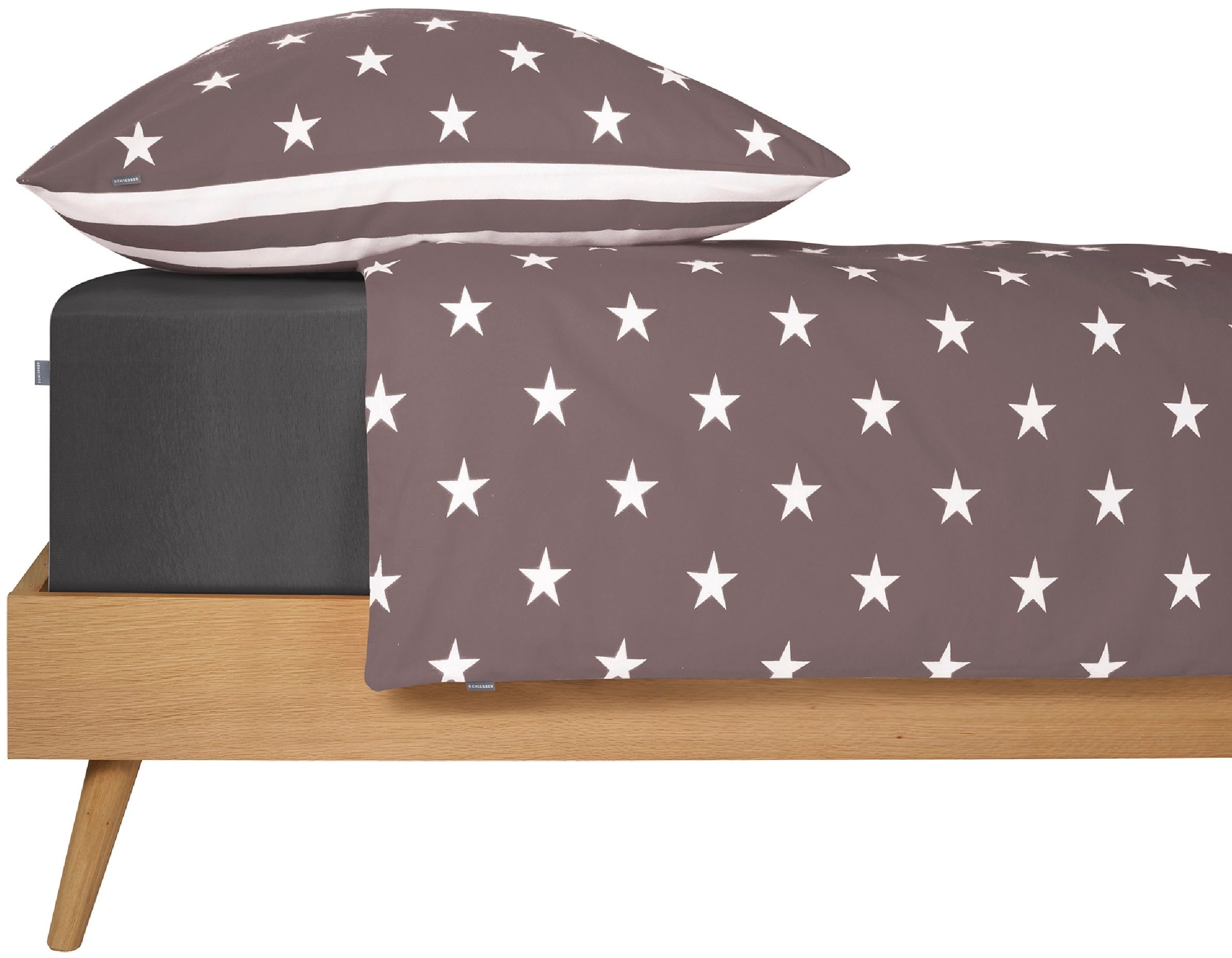 Schiesser Wendebettwäsche »Stars & Stripes aus weicher Baumwolle mit Sternenprint«, MADE IN GREEN by OEKO-TEX®-zertifiziert