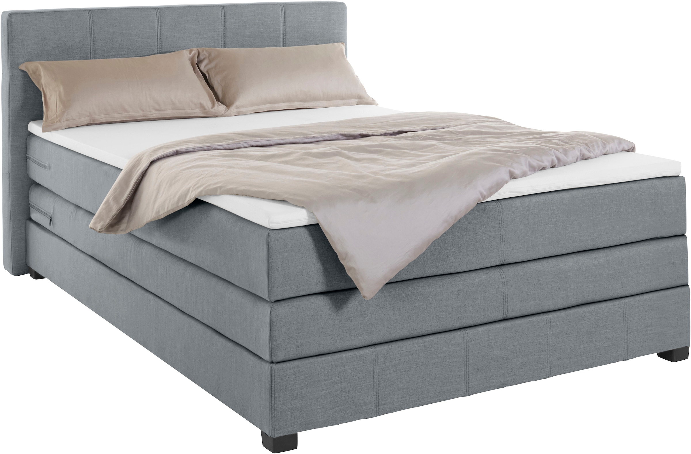 OTTO products Boxspringbett »Peetu«, Taschenfederkern-Matratze, in 4 Breiten und 4 Farben, incl. Topper