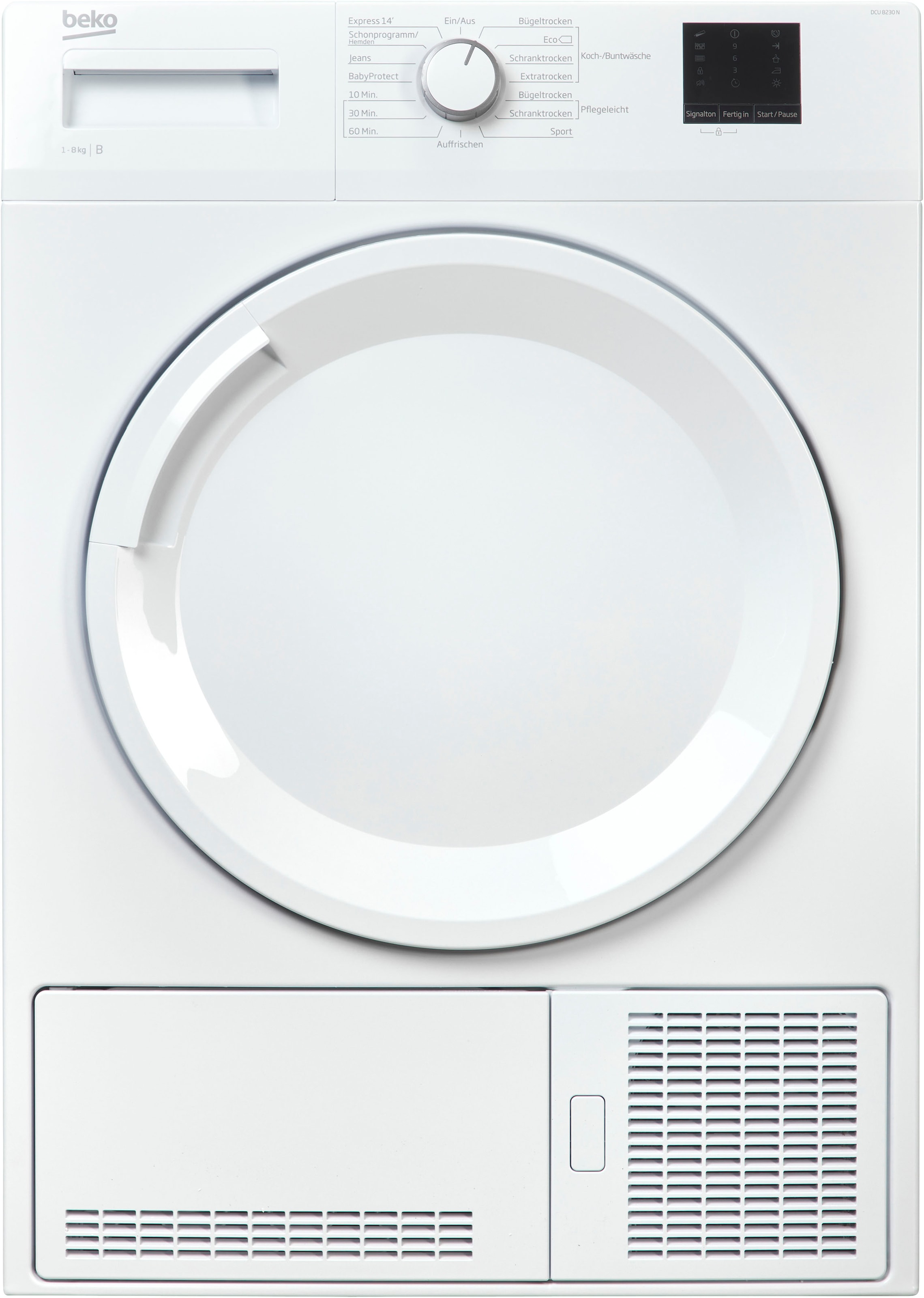 BEKO Kondenstrockner »DCU 8230 N«, 8 kg, Express-Programm, Aquawave-Schontrommel, LED-Display