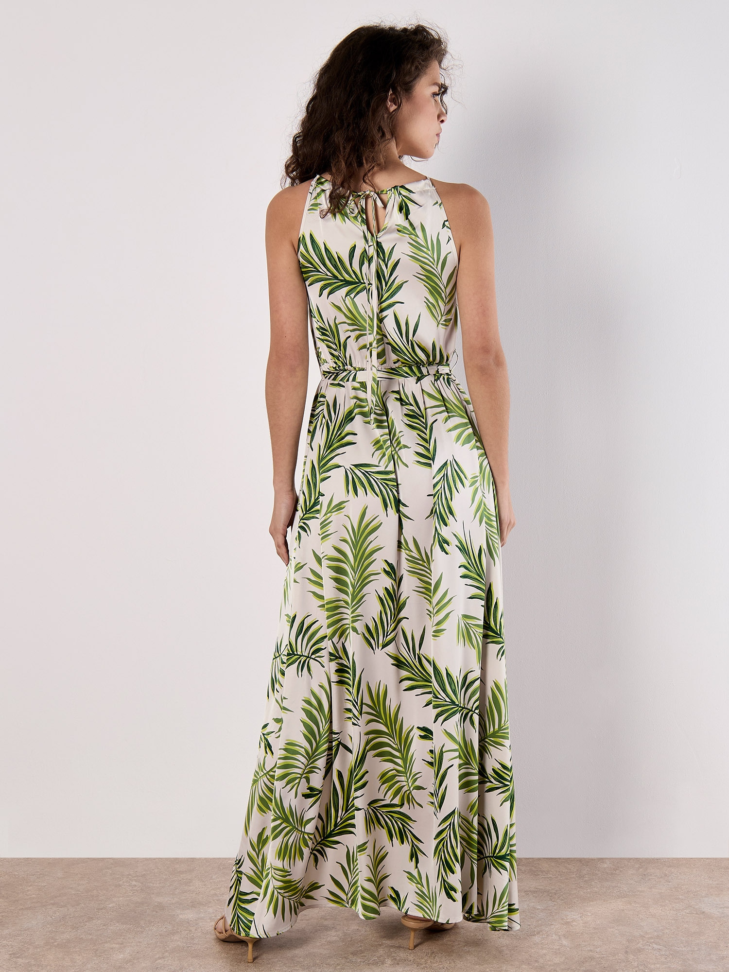 Apricot Druckkleid »Maxikleid« mit Bindegürtel