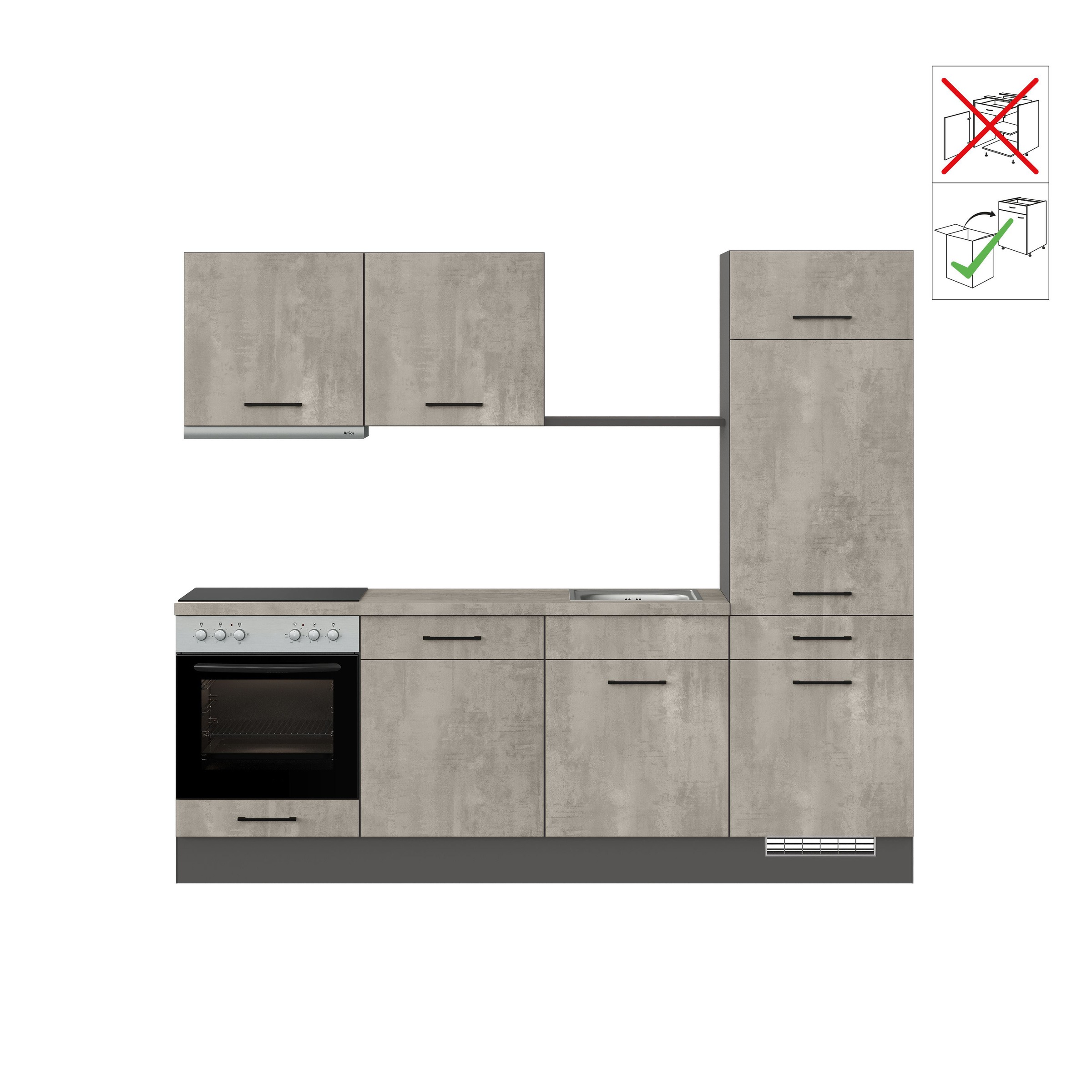 IMPULS KÜCHEN Küche »"Porto", Ausrichtung wählbar, Schubkästen mit Soft-Close,«, vormontiert, wahlweise mit E-Geräten, mit Vollauszug, Breite 240 cm