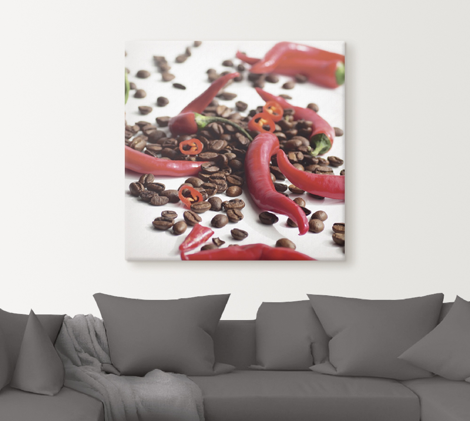 Artland Wandbild »Frische Chili auf Kaffee«, Lebensmittel, (1 St.), als Leinwandbild, Poster in verschied. Größen