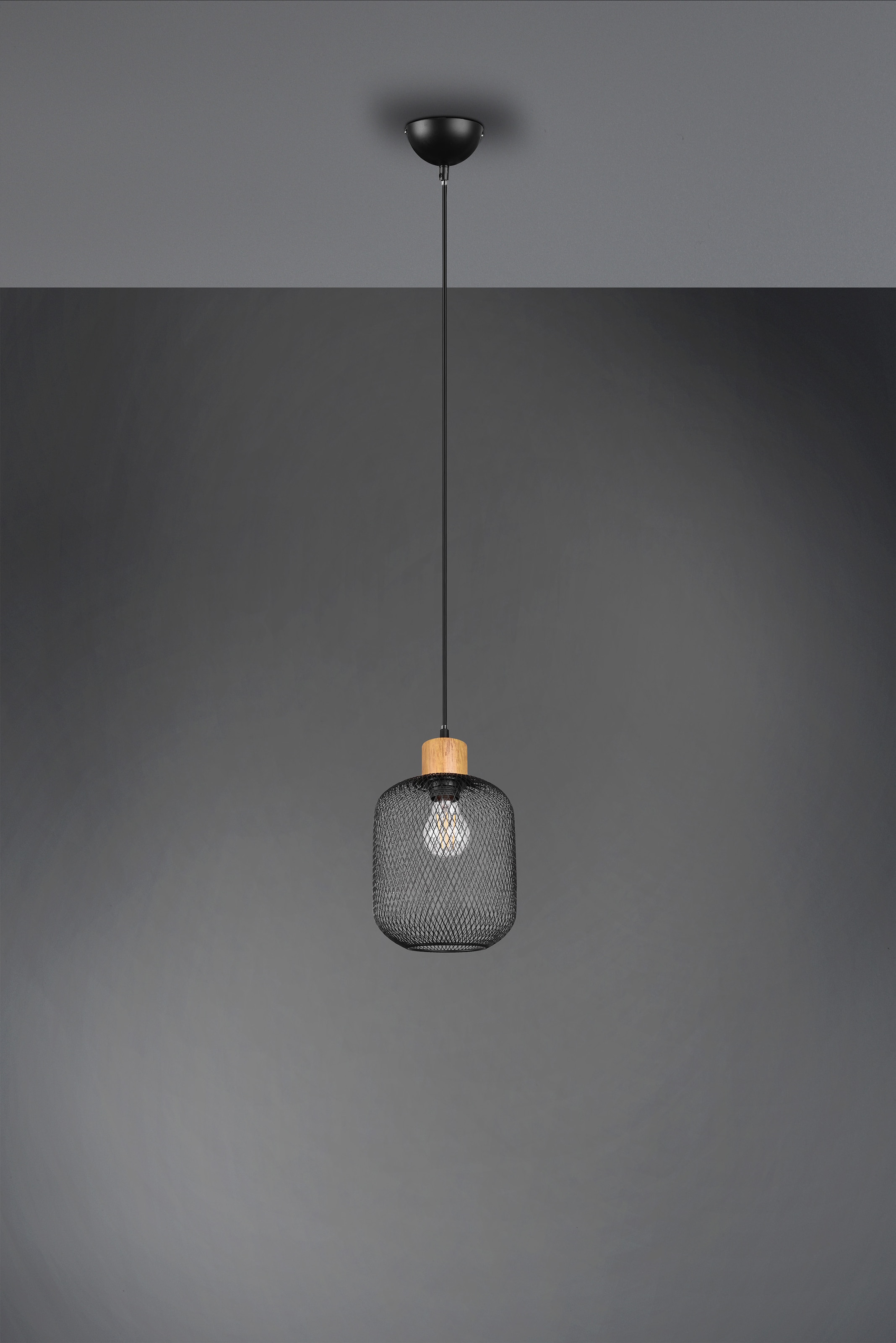 REALITY Leuchten Pendelleuchte »CALIMERO«, 1 flammig, Leuchtmittel E27 | ohne Leuchtmittel, mit Holz-Deko, E27 Leuchtmittel frei wählbar, Ã˜ 18cm, Abhängung 150cm