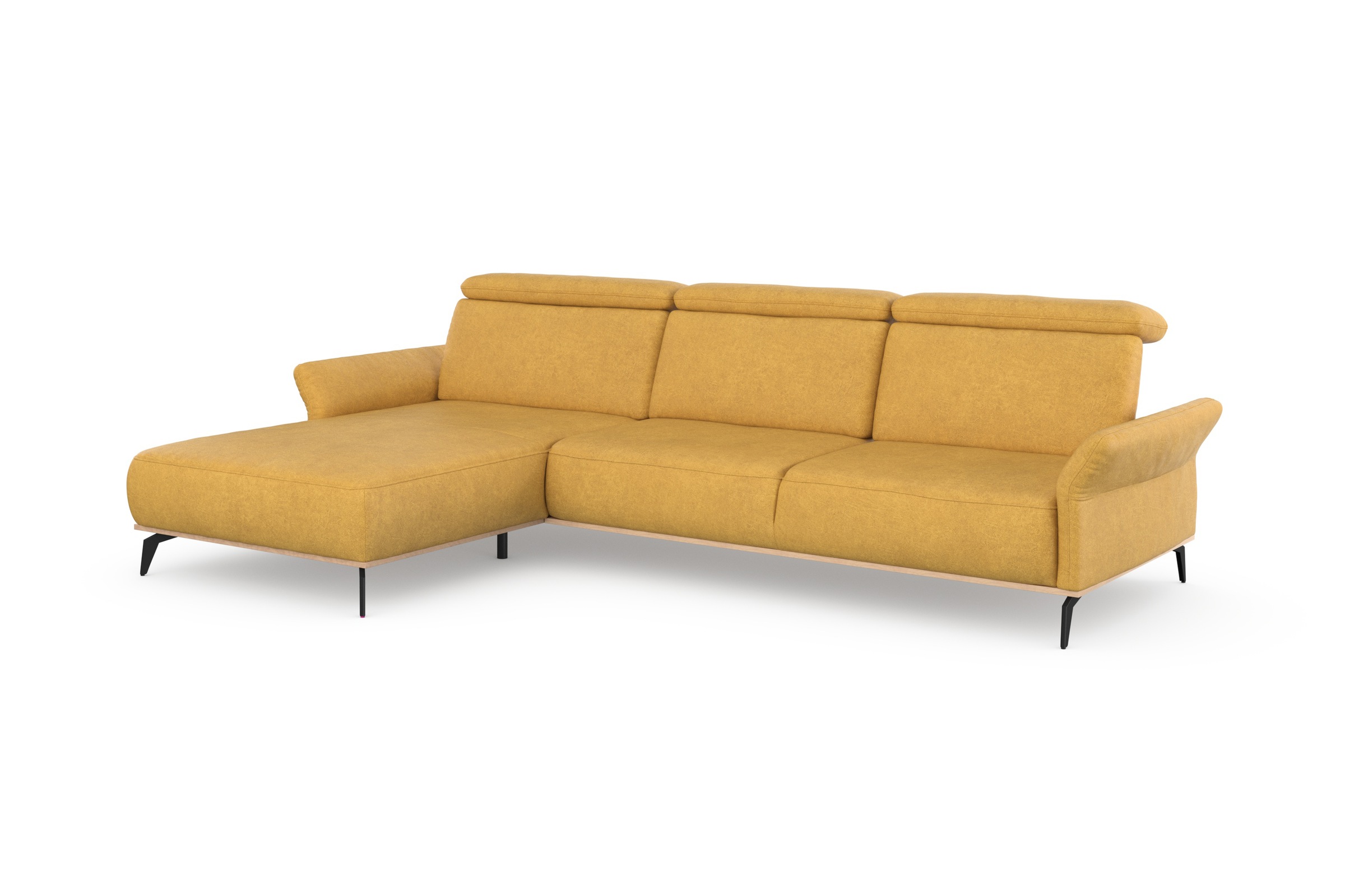Places of Style Ecksofa »Fjord L-Form«, massiv, wahlweise mit Armlehnfunktion, Kopf- Sitztiefenverstellung
