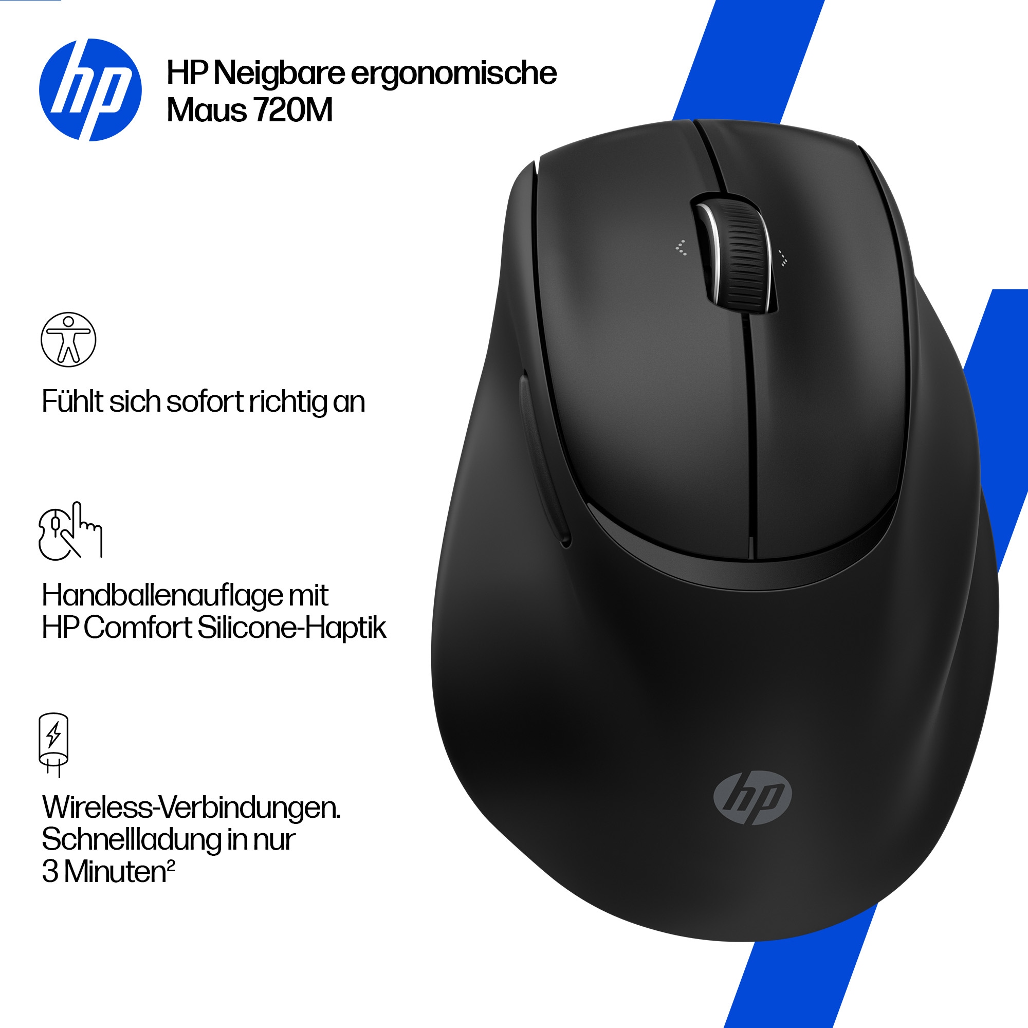 HP ergonomische Maus »720M« Bluetooth | Funk