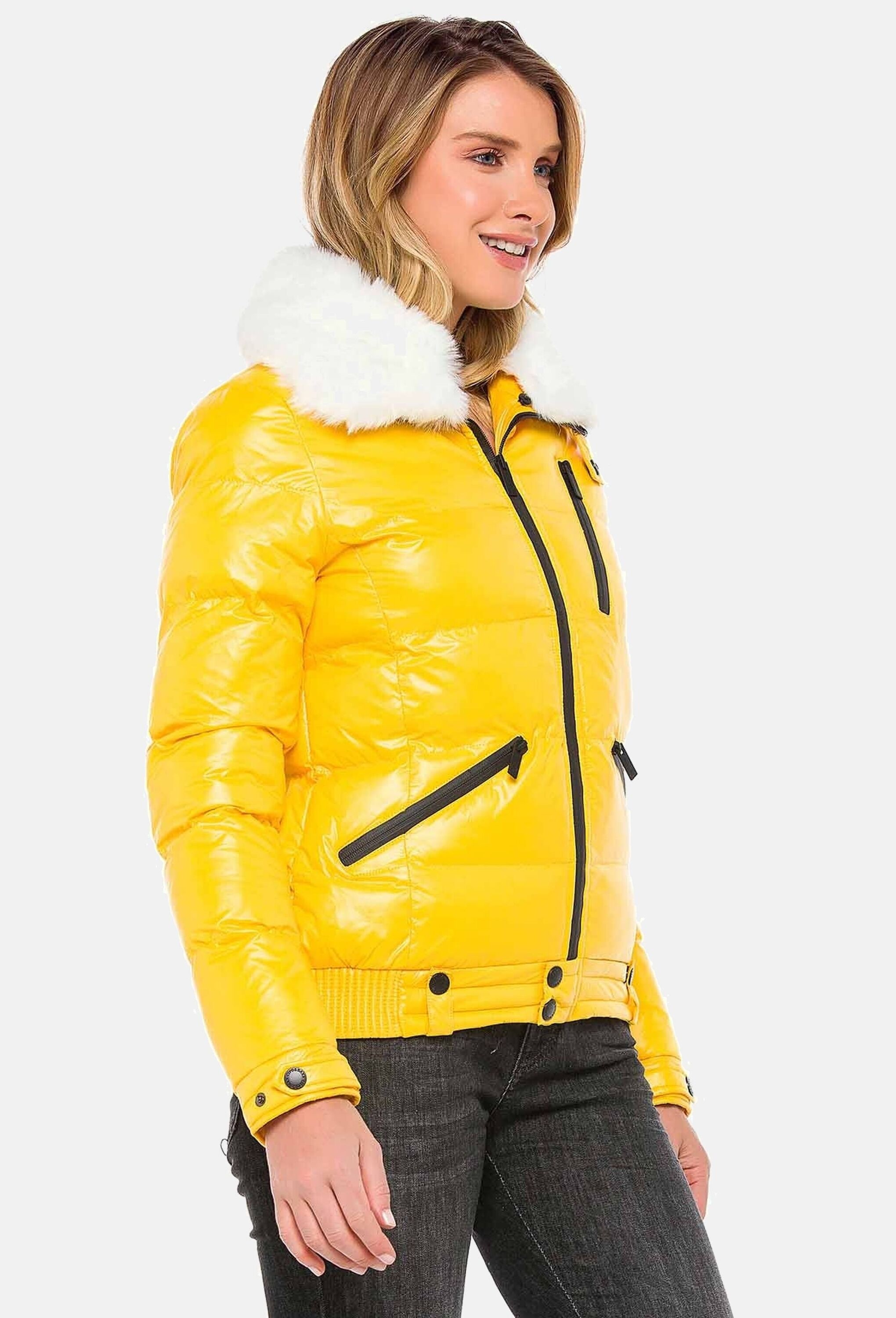 Cipo & Baxx Winterjacke »Cipo & Baxx Winterjacke mit Kunstfellkragen« ohne Kapuze mit Kunstfellkragen, WM108