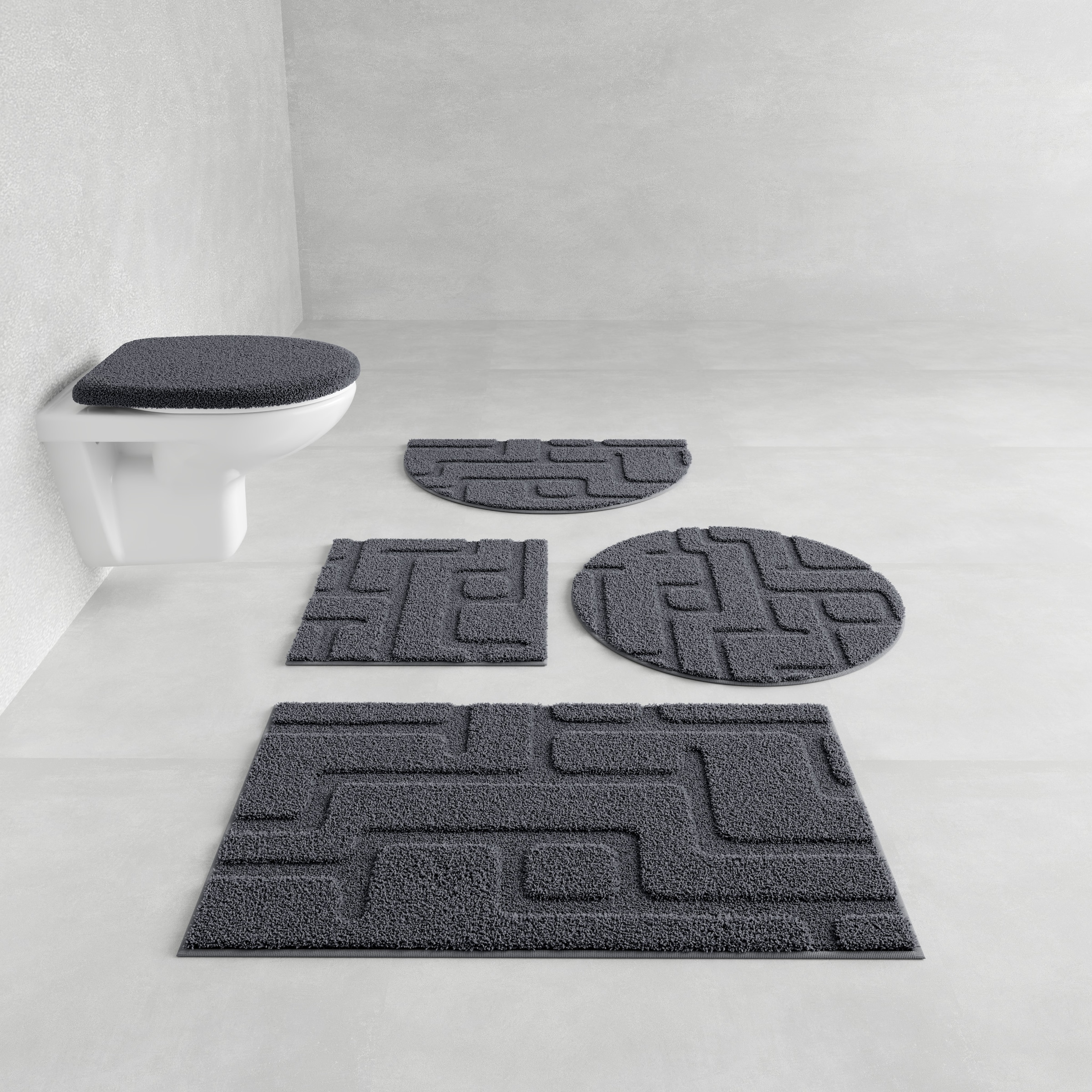 Grund Badematte »Riana, Badvorleger, Badezimmer Teppich, sehr weich« Höhe 20 mm rutschhemmend beschichtet schnell trocknend Modernes Design mit Linien in Hoch-Tief-Struktur, Made in Europe