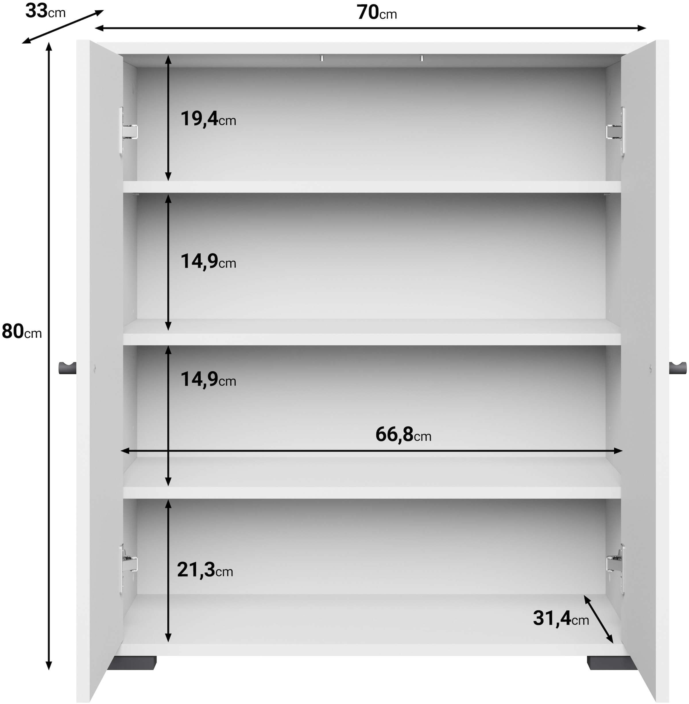 Home affaire Schuhschrank »Schuhkommode Dino« 1 Stk. tlg. Stauraum mit 2 Türen und verstellbaren Einlegeböden, Breite 70 cm