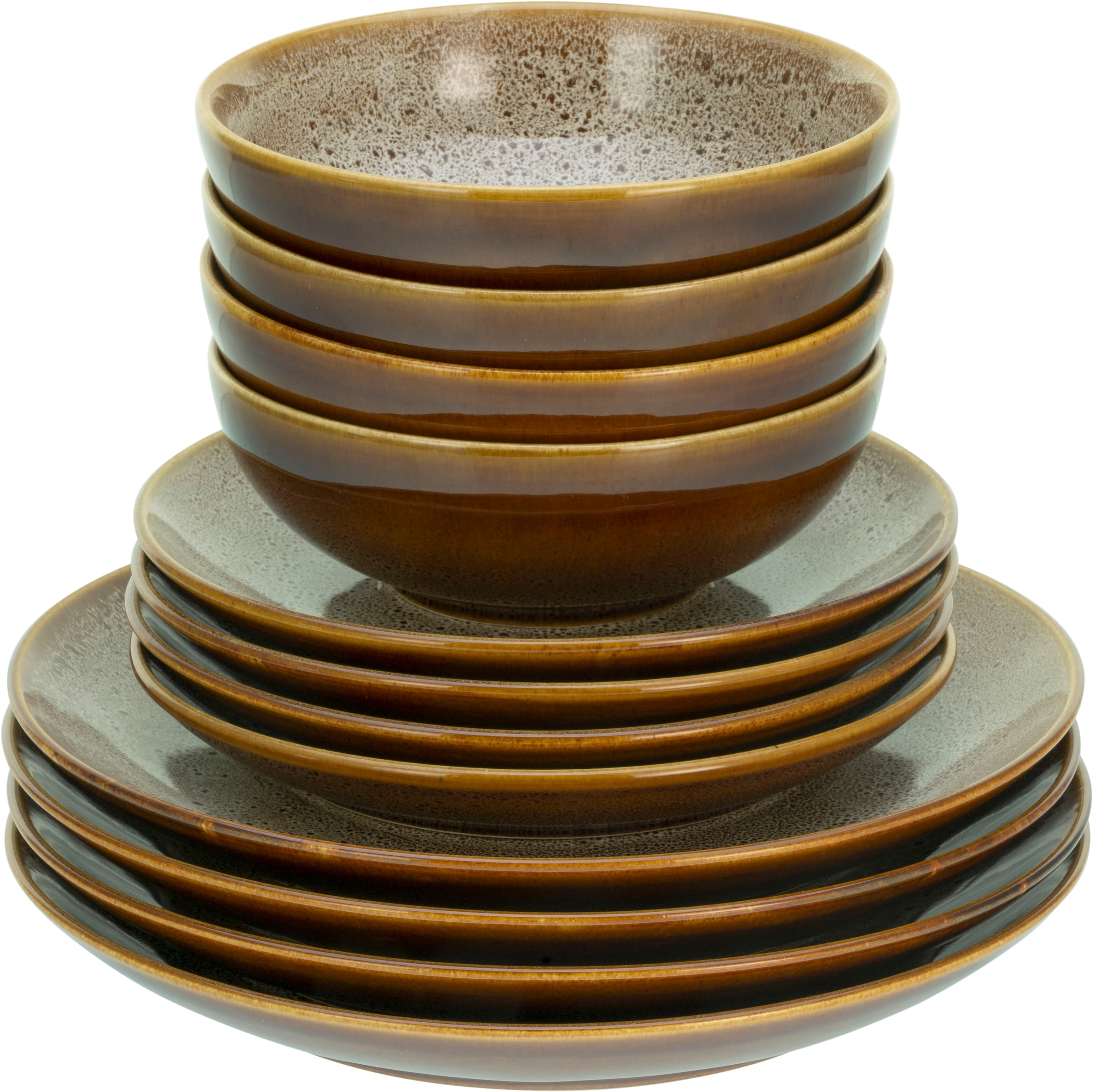 CreaTable Tafelservice »Geschirr-Set Reactive Nostalgic«, (Set, 12 tlg., Teller Set für 4 Personen), Service, jedes Stück ist ein Unikat, 12 Teile, für 4 Personen