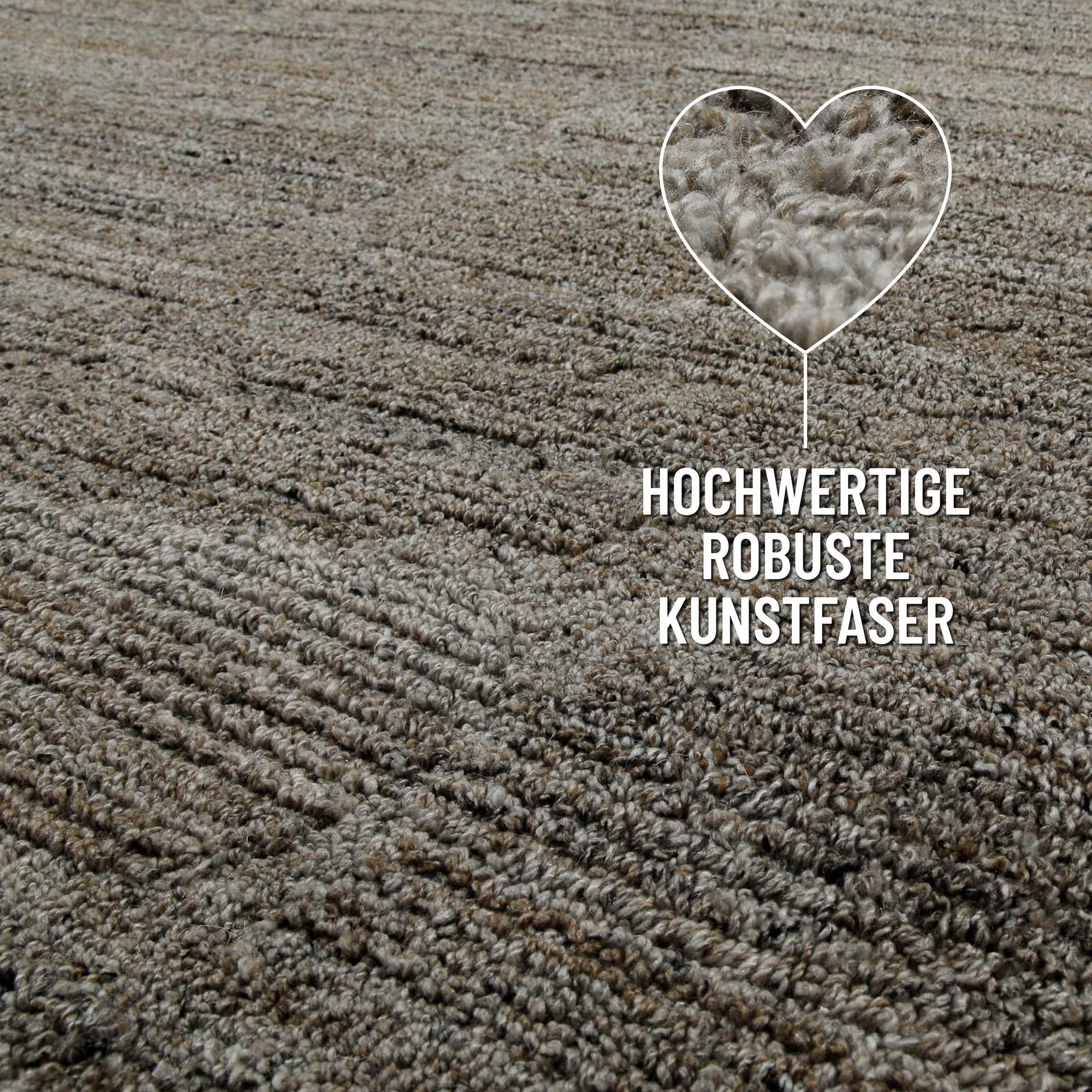 Wecon home Teppich »Hamptons EIGHTEEN«, rund, 15 mm Höhe, Kurzflor, Wohnzimmer, Schlafzimmer, elegant, robust, Streifen Design