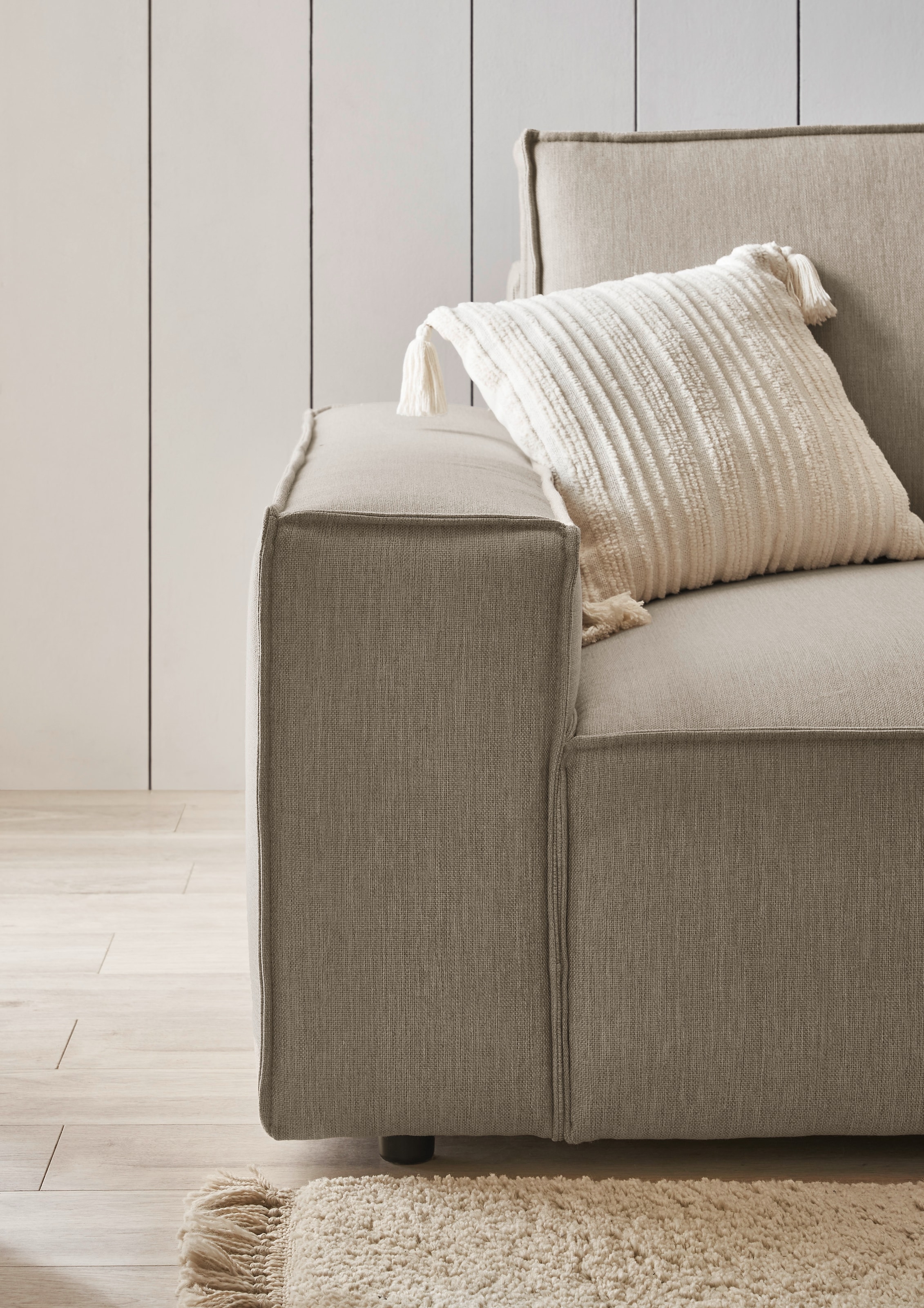 Home affaire Ecksofa »NEU: SHERWOOD XXL 284, Big-Sofa L-Form, tiefe Sitzfläche 95 cm, Cord«, Recamiere rechts/links, als Schlafsofa stellbar, Cord u. Leinenoptik