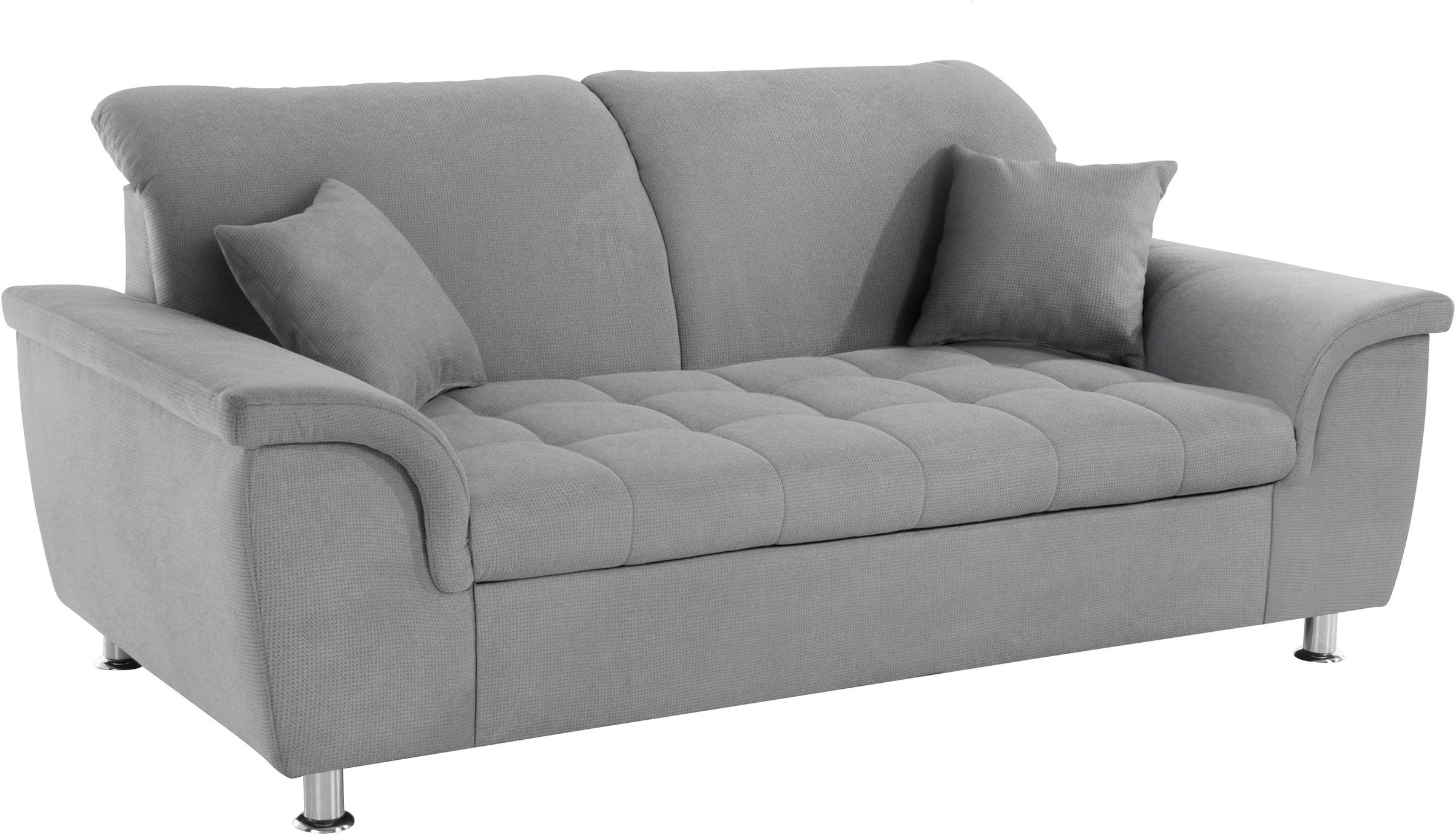 DOMO collection 2-Sitzer »Franzi, zeitlos & elegant, moderne Sitzheftung«, wahlweise mit Kopfteilverstellung, inklusive Zierkissen