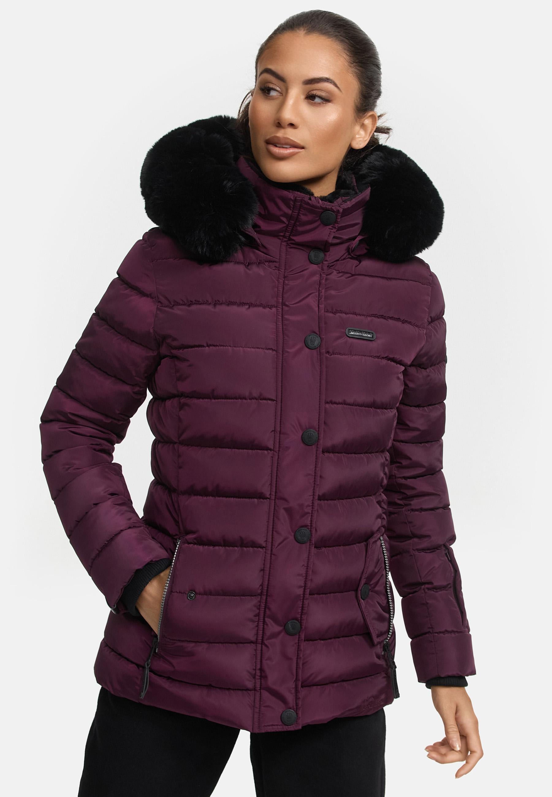 Navahoo Steppjacke »Winterjacke Milianaa« mit Kapuze Edle Winterjacke mit weicher Kunstfell-Kapuze