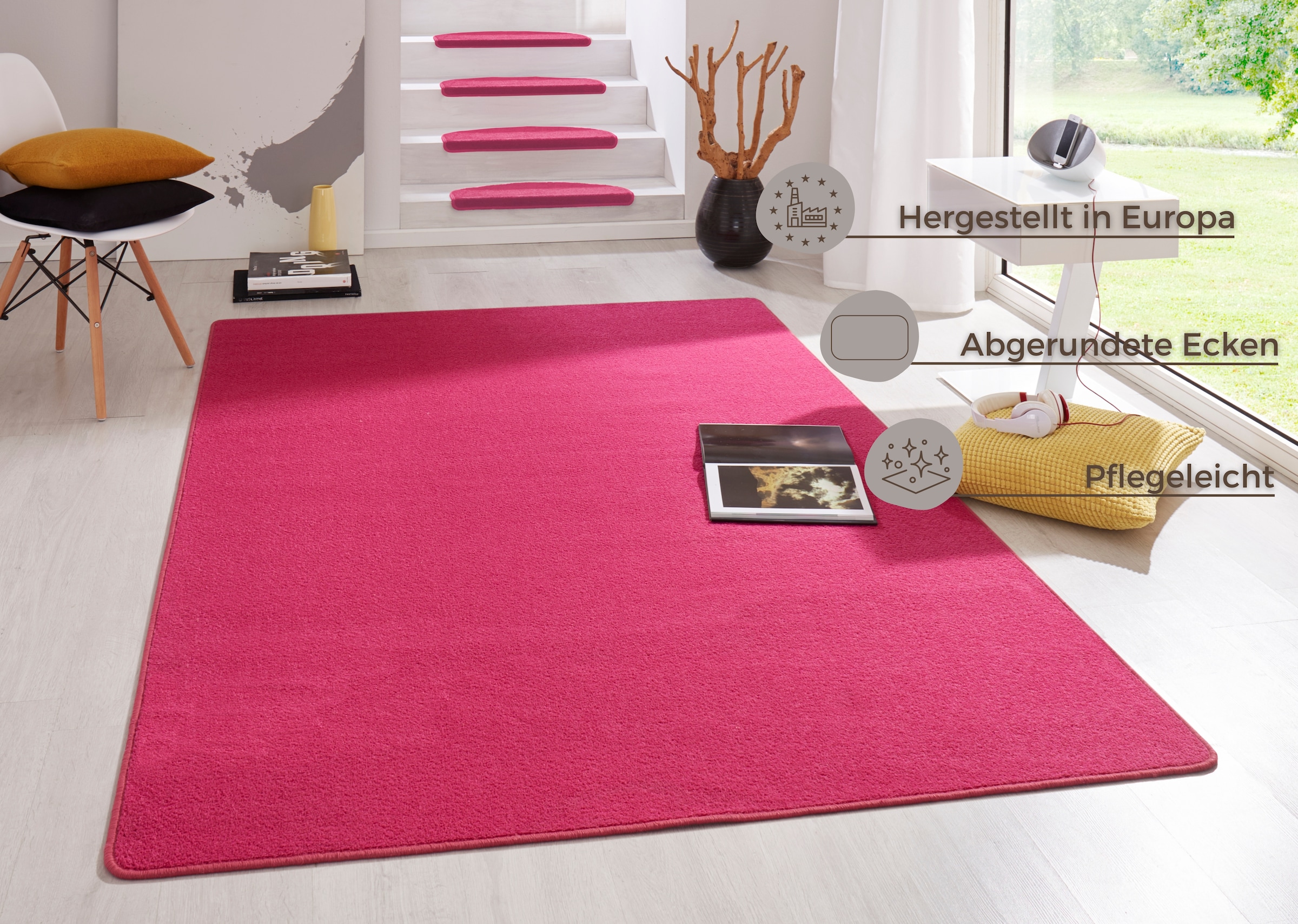 HANSE Home Teppich »Fancy«, rechteckig, 7 mm Höhe, Kurzflor, Läufer, uni, gekettelt, Wohnzimmer, Schlafzimmer, Esszimmer