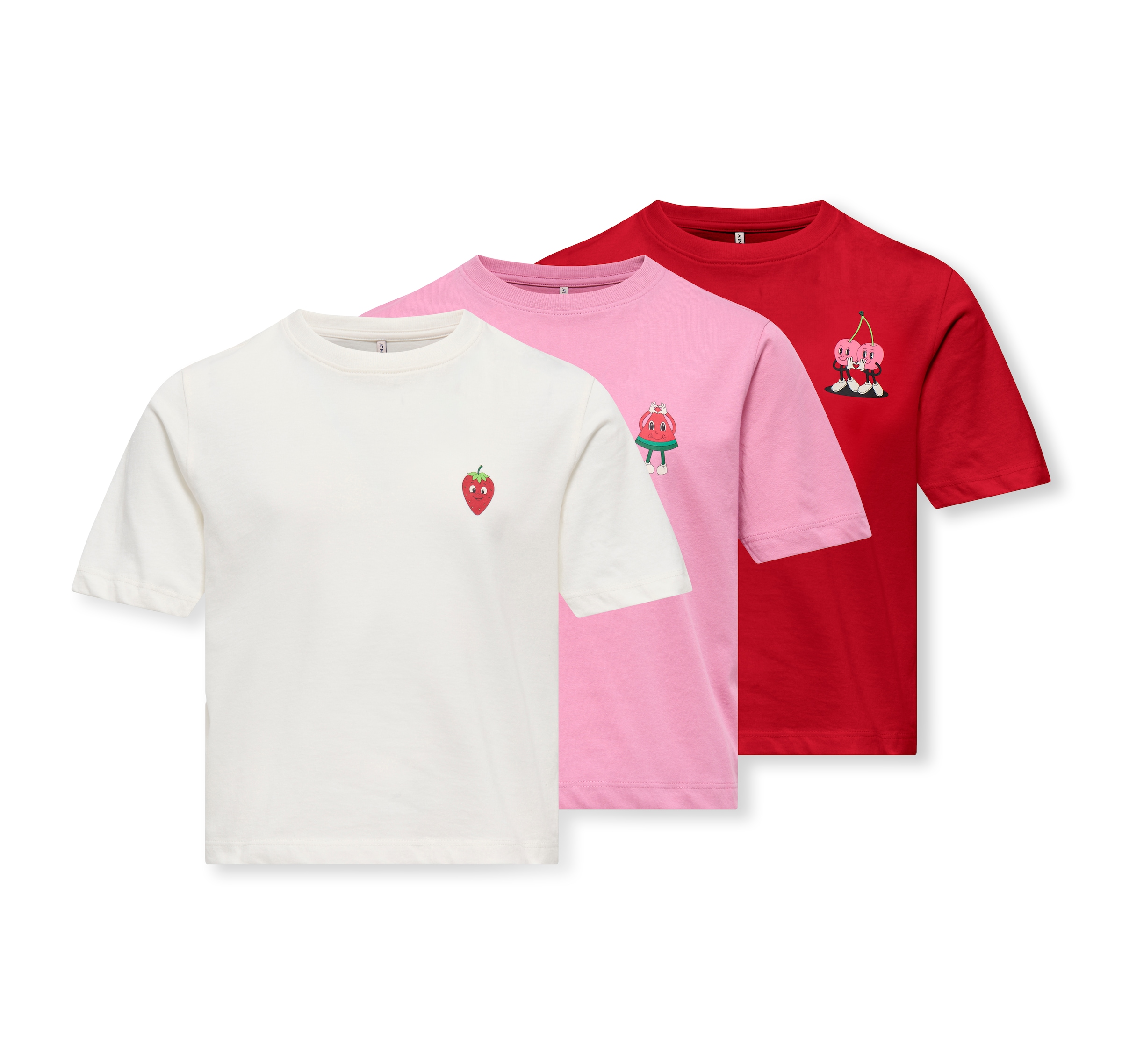 KIDS ONLY T-Shirt »KOGREX S/S PRINTED TOP JRS 3-PACK« Packung, 3 mit sommerlichen Brustmotiven