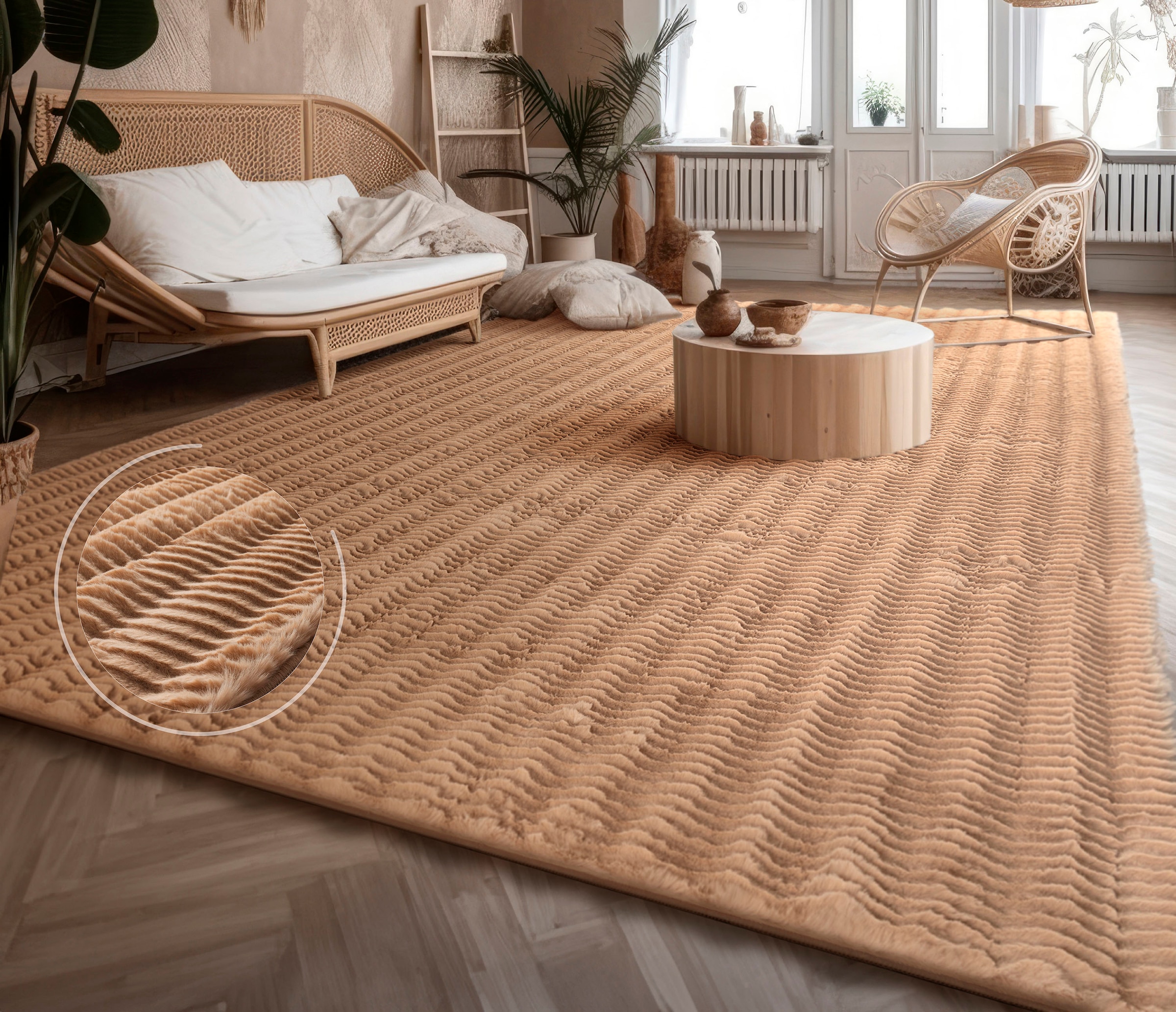 Paco Home Hochflor-Teppich »Arnheim OTTO besonders Muster, rechteckig, Effekt | 743«, weich, Wellen Uni Hoch-Tief Farben