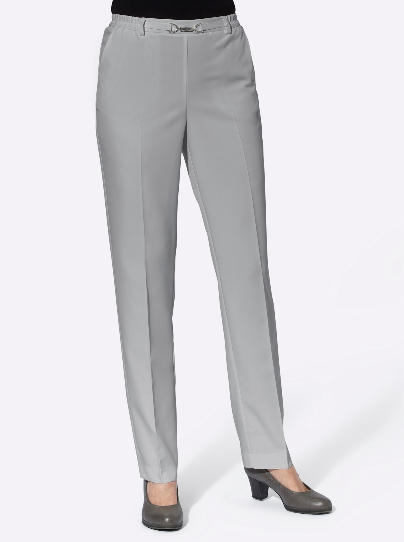 Classic Basics Damen Bügelfaltenhose in grau, Größe 23