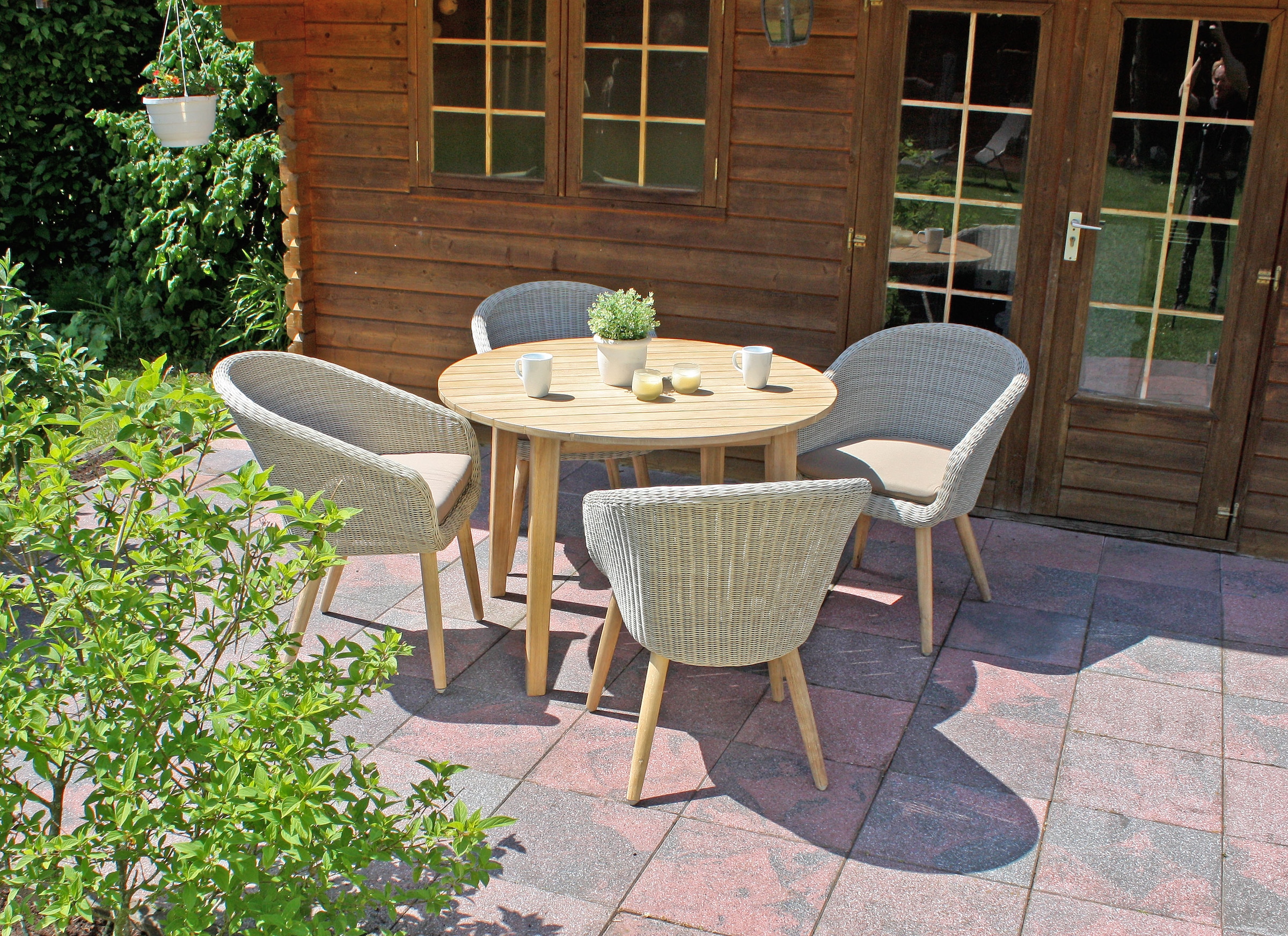 Garden Pleasure Garten-Essgruppe », Tischgruppe »OAKLAND/ARVARDA Set 01«« Set,  4 Sessel, Tisch LxB: 200x100 cm, inkl Auflagen