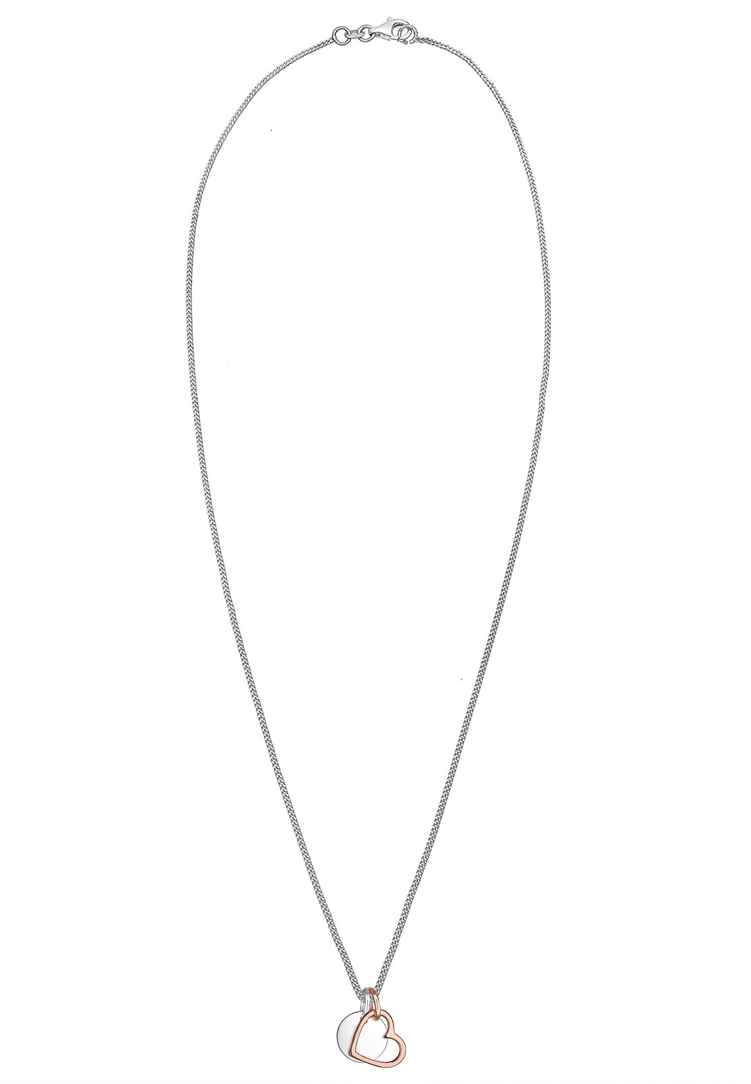 Elli Kette mit Anhänger »Halskette Herz Kreis Plättchen 925 Silber Bi-color«