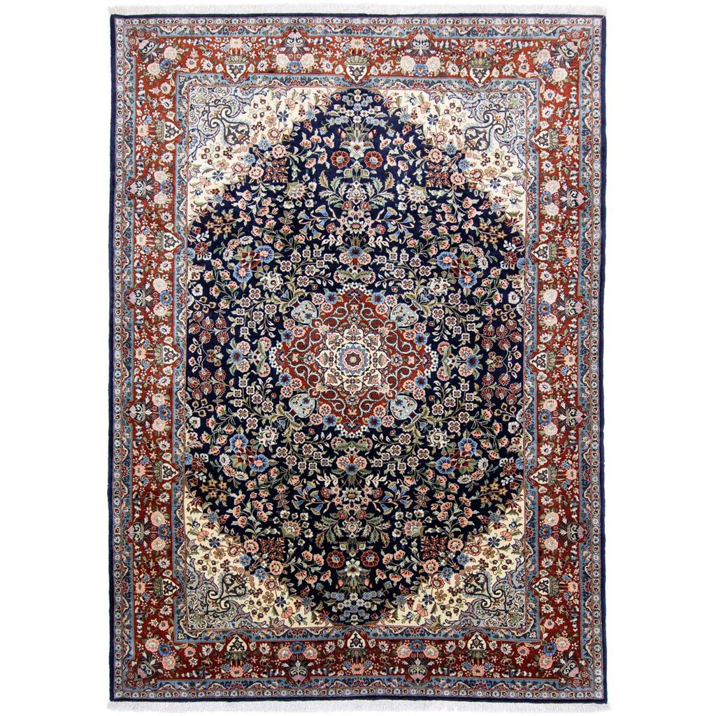 morgenland Wollteppich »Keshan Medaillon Blu scuro 315 x 220 cm«, rechteckig