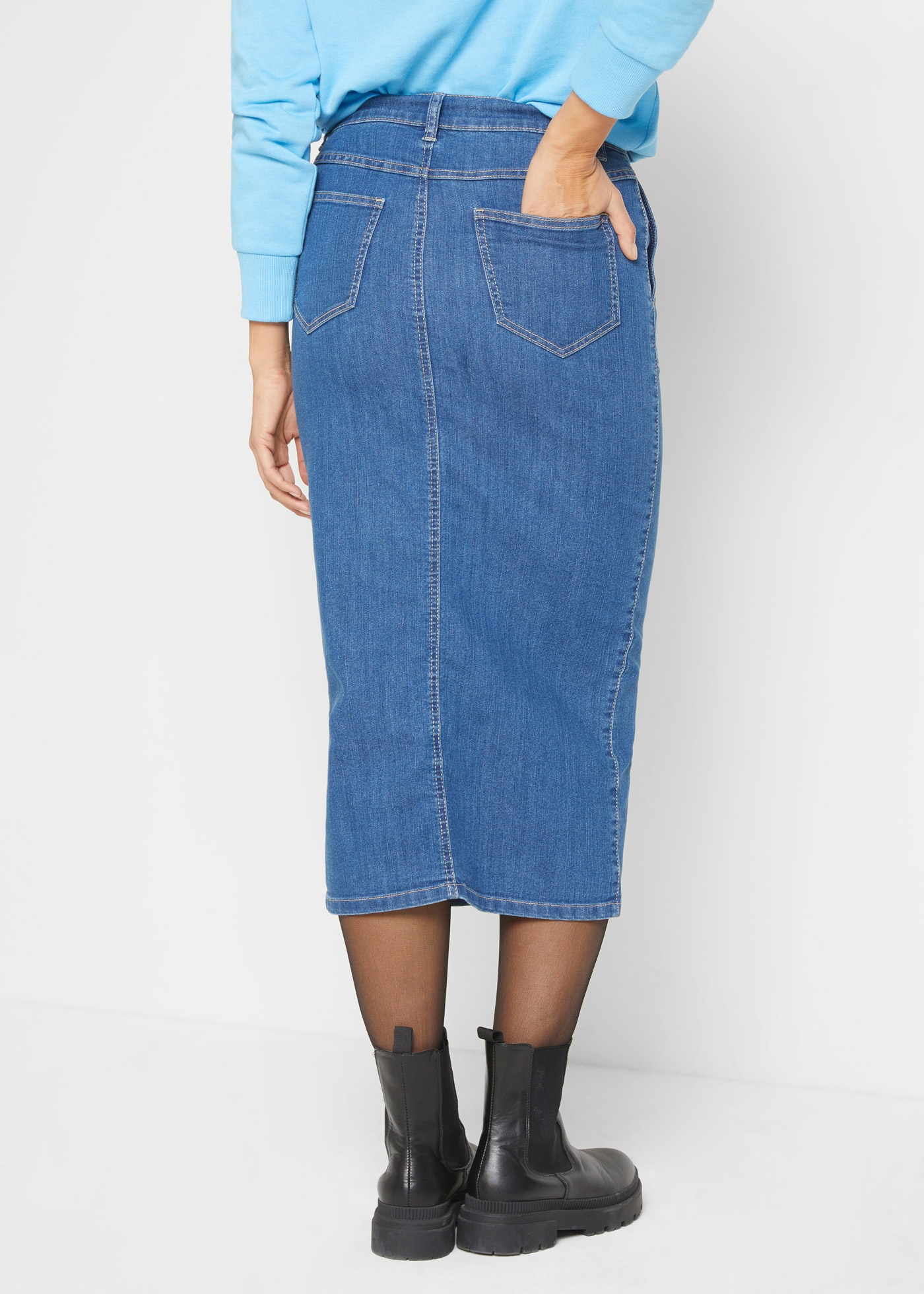 bonprix Jeansrock Jeansrock mit Schlitz