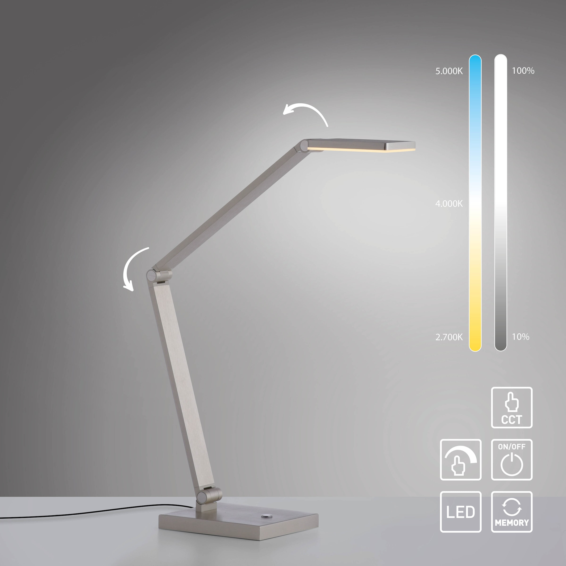 Paul Neuhaus LED Tischleuchte »SAMSKY« LED-Board 1 Stk. warmweiß - kaltweiß Touchdimmer, CCT 2700-5000K, Memoryfunktion, Höhenverstellbar