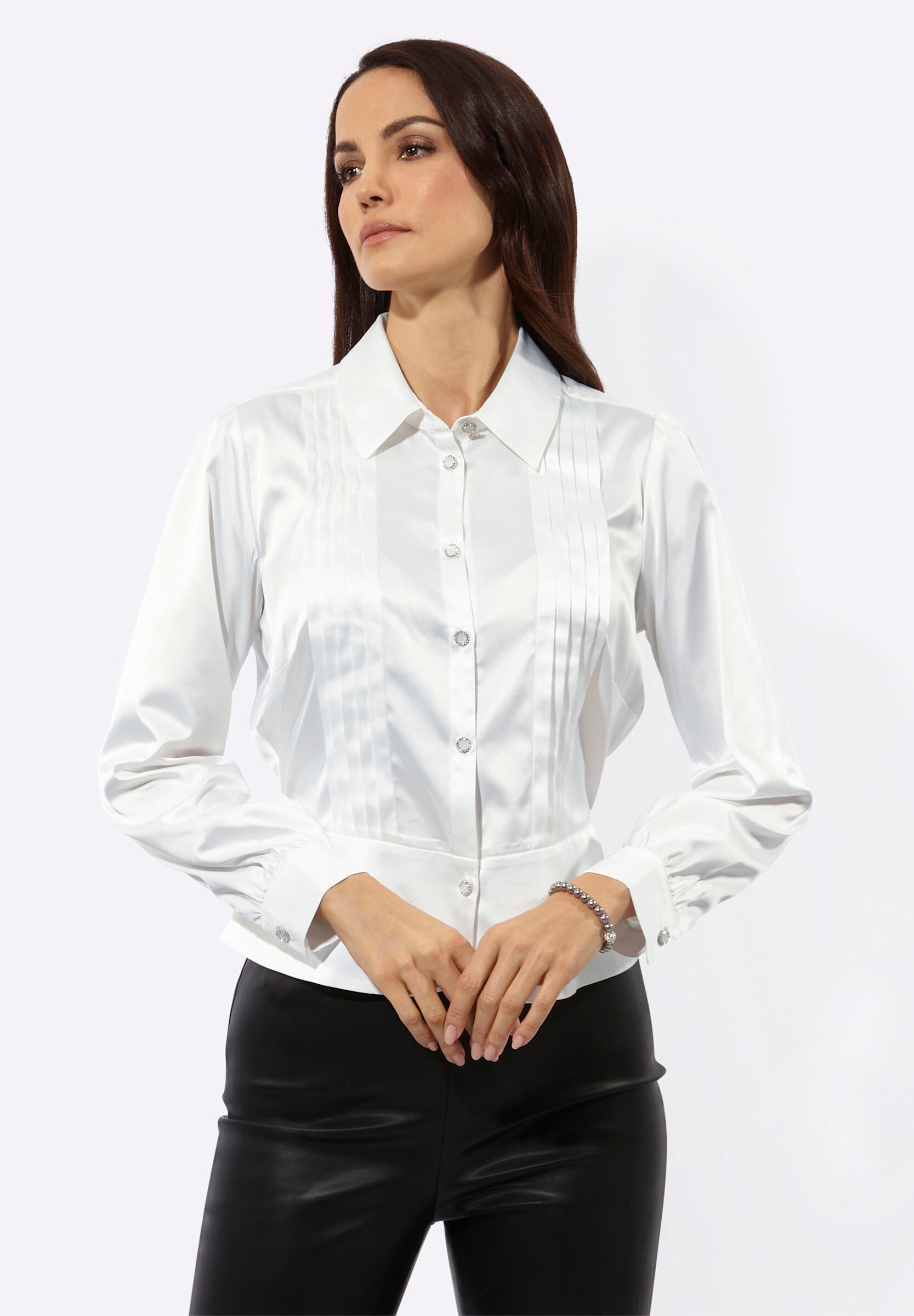creation L Klassische Bluse »Satin-Bluse Satinbluse mit Hemdkragen«