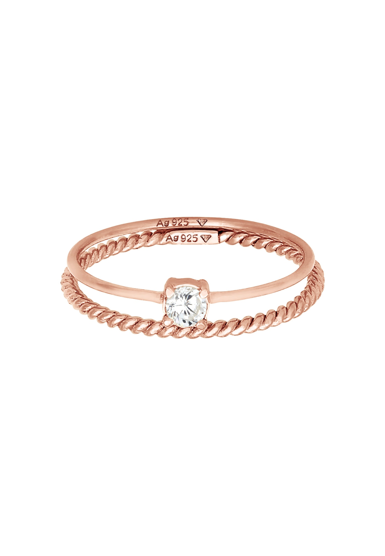 Elli Ring-Set »Ring Zirkonia Gedreht Twisted Set (2 tlg) 925 Silber«